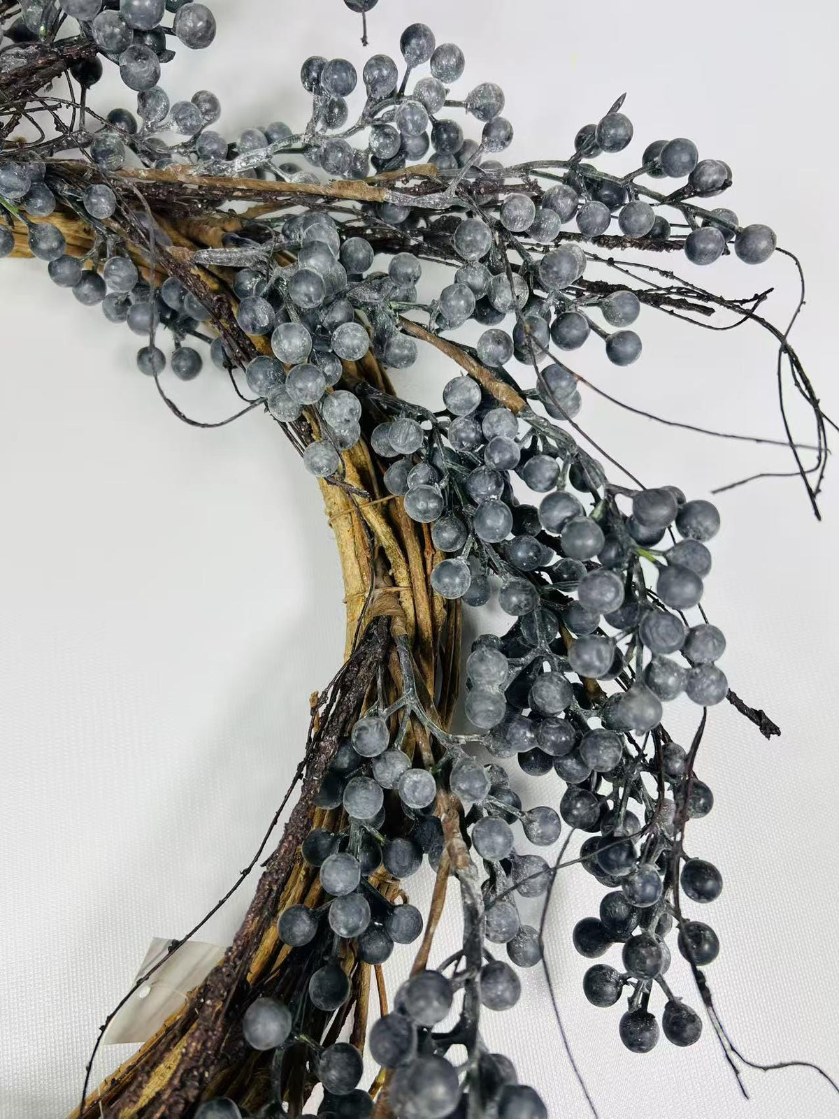 12” Blueberry Wreath with Twigs | Rustic Farmhouse Berry Grapevine Wreath | Winter Door Decor