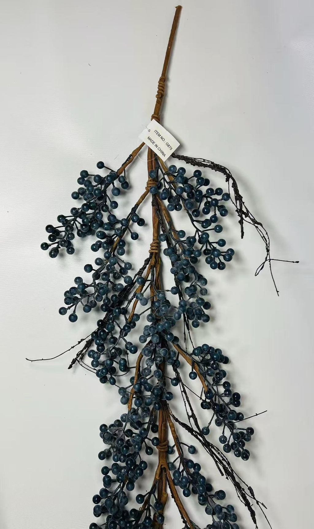 Powdered Blueberry Branch Garland: Rustic Farmhouse Decor