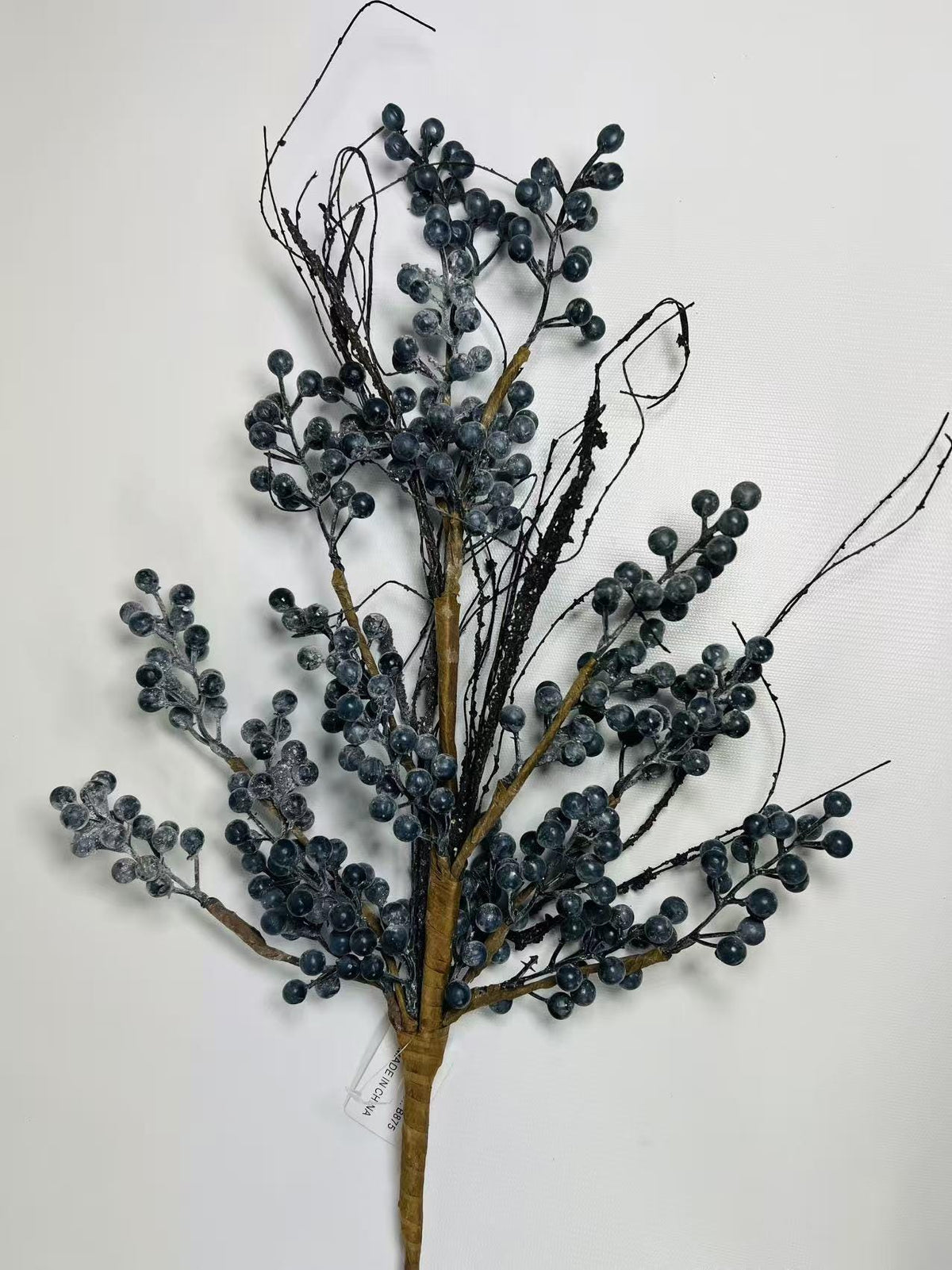 24” Artificial Blueberry Stem | Rustic Berry Branch | Farmhouse Floral Decor | Faux Blue Berries