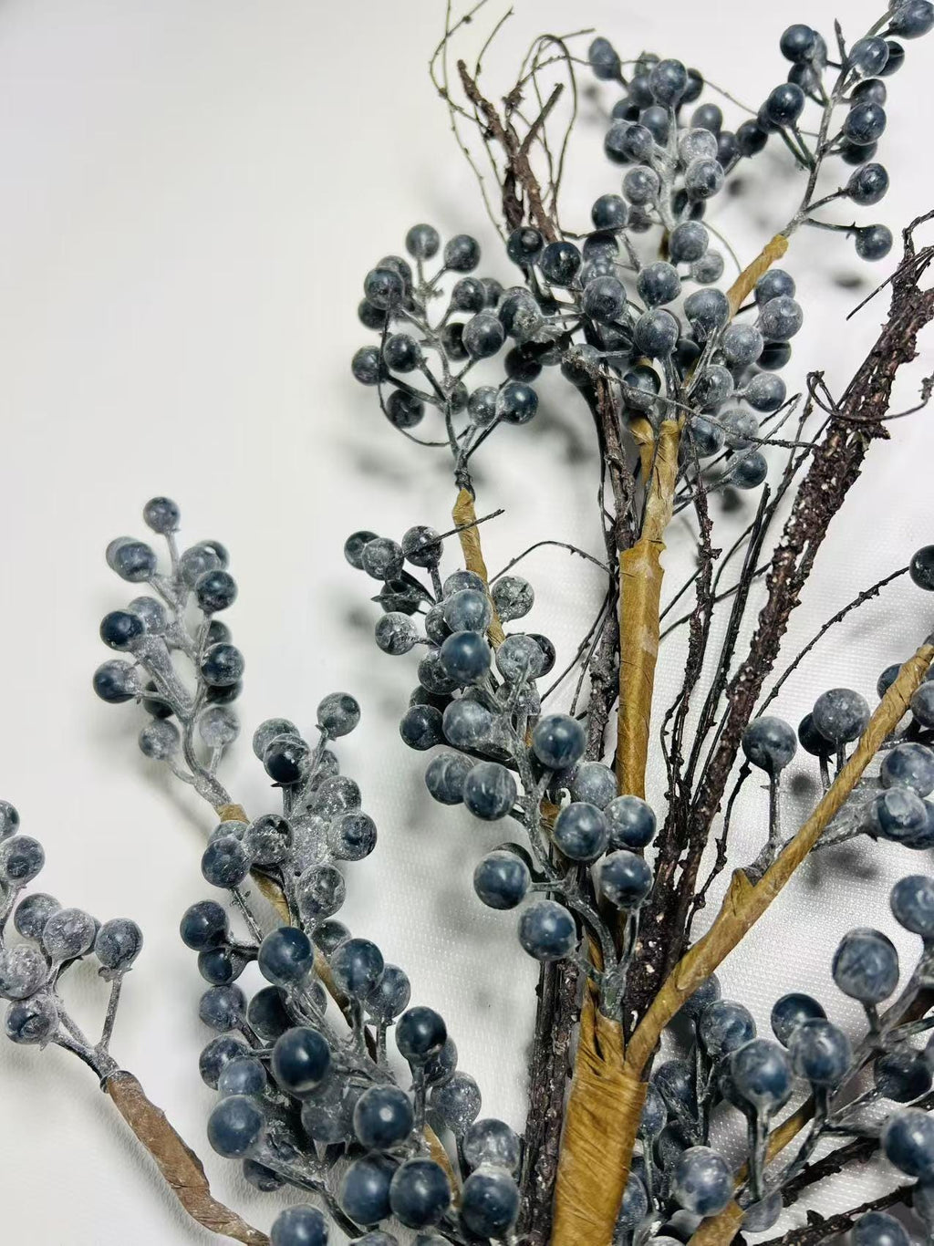 24” Artificial Blueberry Stem | Rustic Berry Branch | Farmhouse Floral Decor | Faux Blue Berries