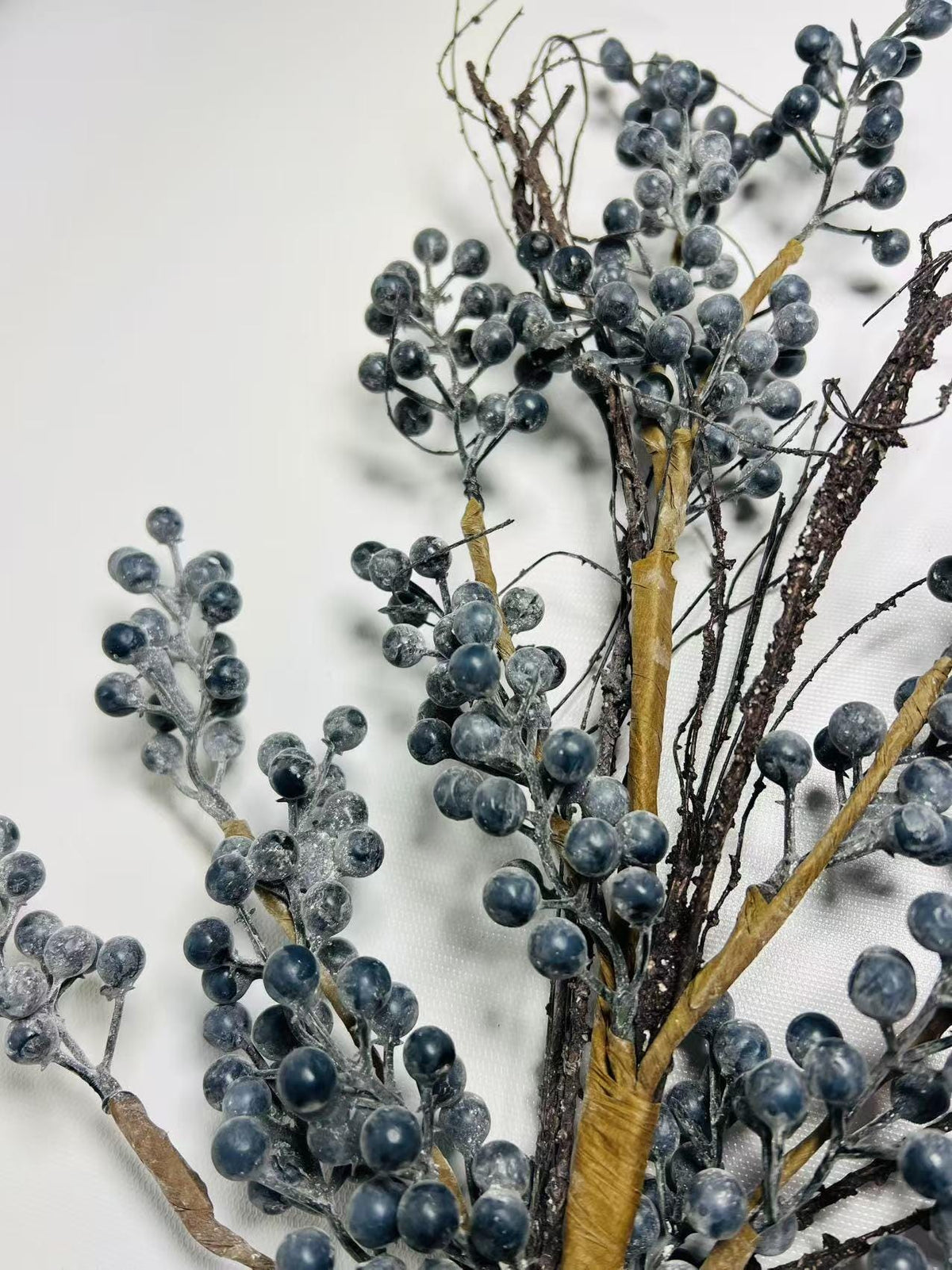 24” Artificial Blueberry Stem | Rustic Berry Branch | Farmhouse Floral Decor | Faux Blue Berries