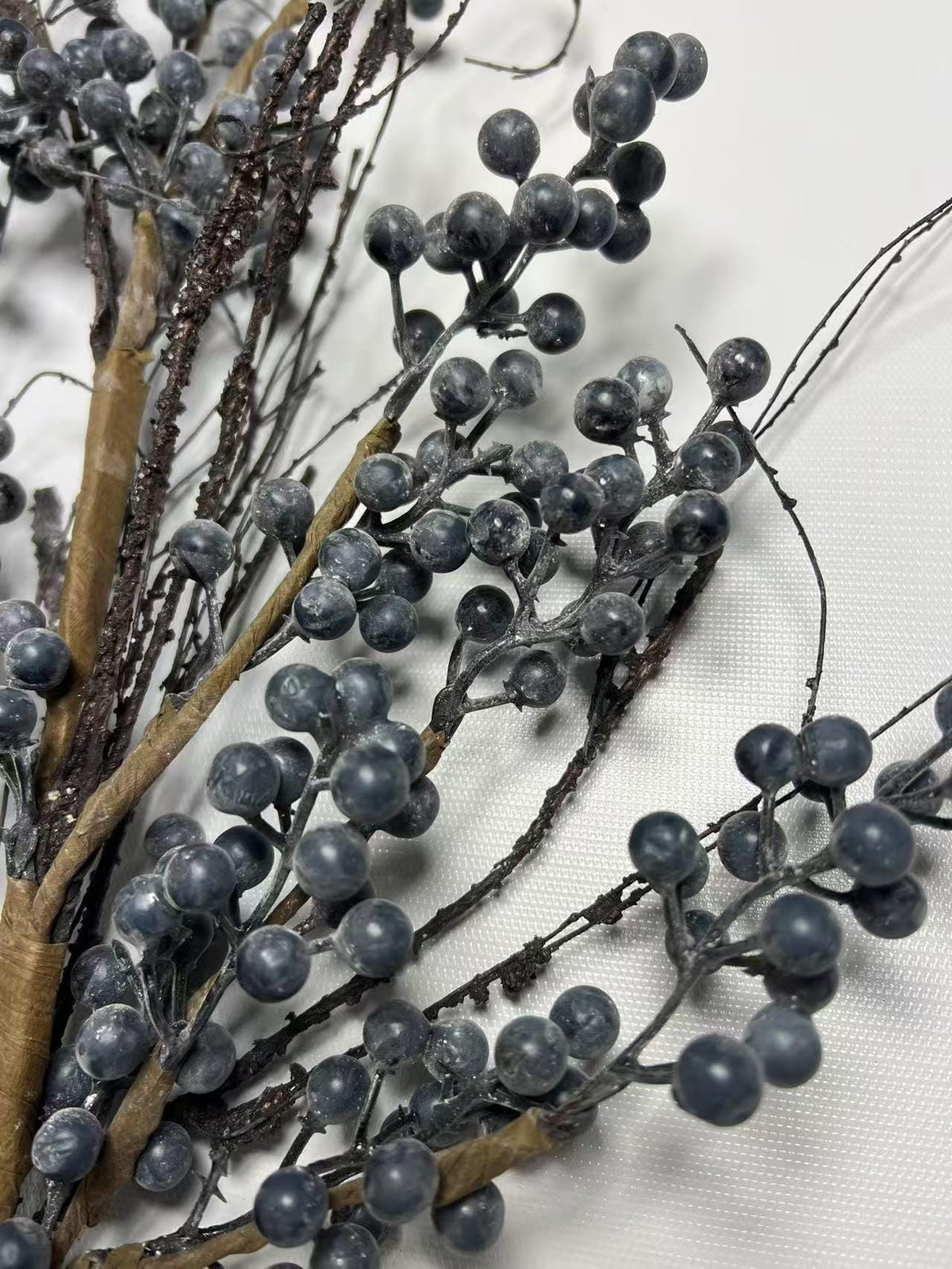 24” Artificial Blueberry Stem | Rustic Berry Branch | Farmhouse Floral Decor | Faux Blue Berries