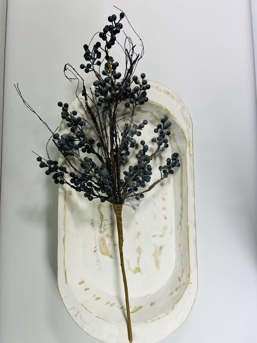24” Artificial Blueberry Stem | Rustic Berry Branch | Farmhouse Floral Decor | Faux Blue Berries