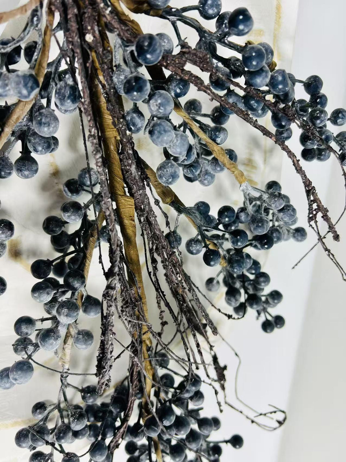 24” Artificial Blueberry Stem | Rustic Berry Branch | Farmhouse Floral Decor | Faux Blue Berries