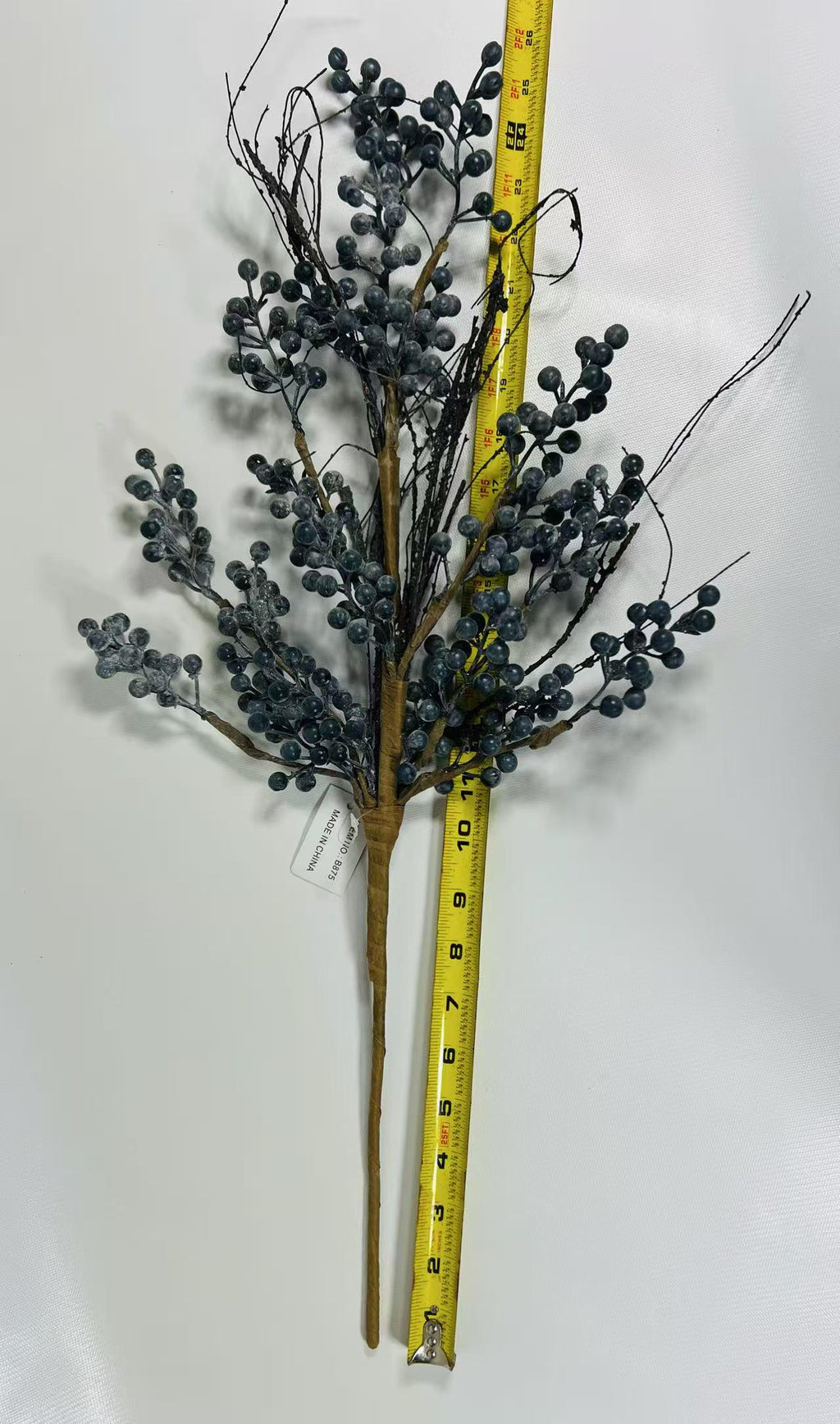 24” Artificial Blueberry Stem | Rustic Berry Branch | Farmhouse Floral Decor | Faux Blue Berries