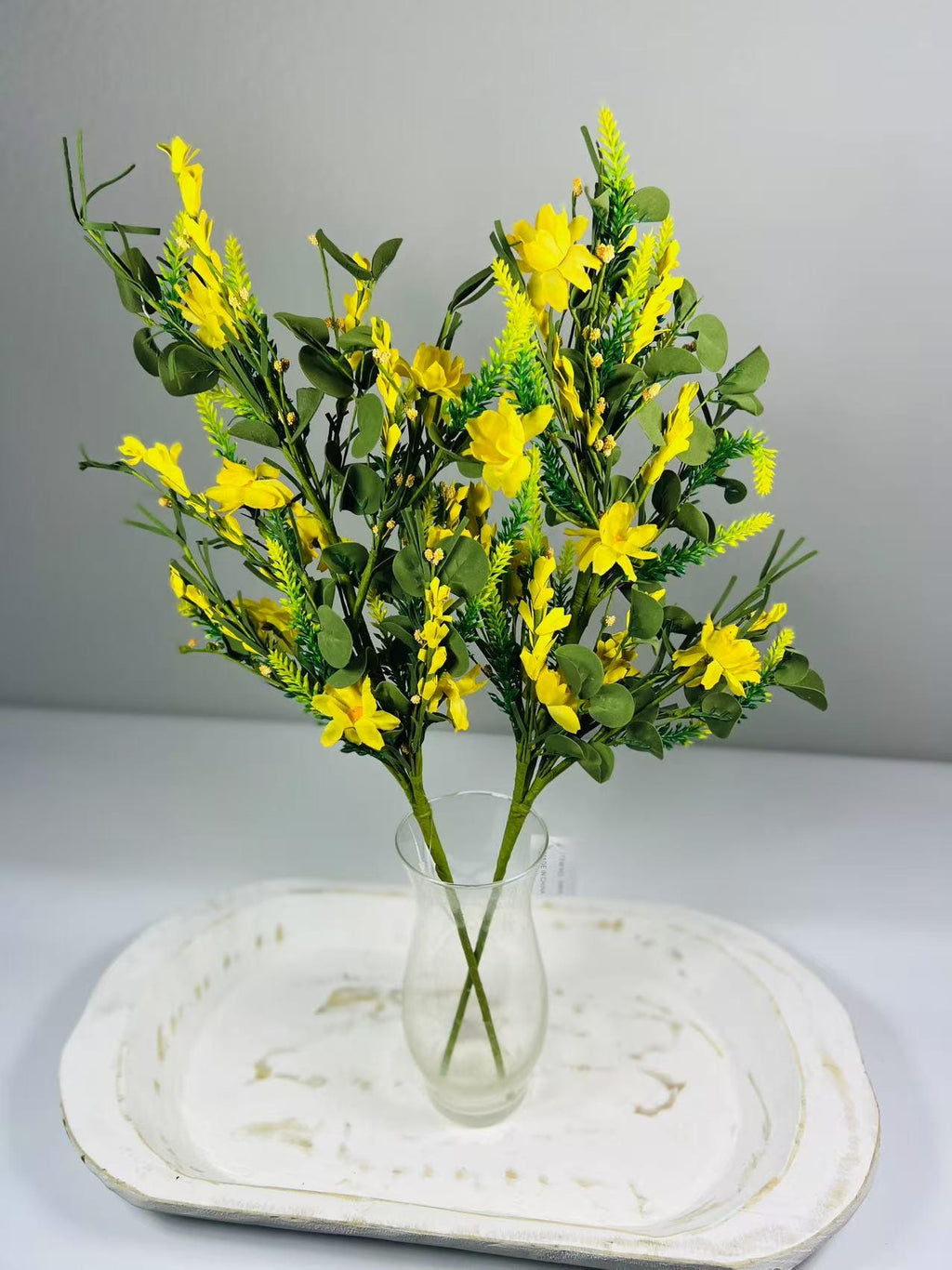 24” Yellow Artificial Flower Spray | Spring Floral Stem | Faux Wildflower Pick | Farmhouse Decor