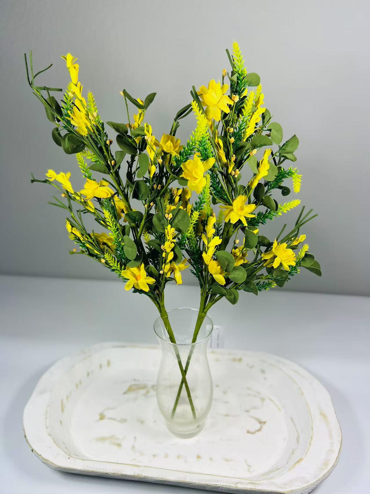 24” Yellow Artificial Flower Spray | Spring Floral Stem | Faux Wildflower Pick | Farmhouse Decor