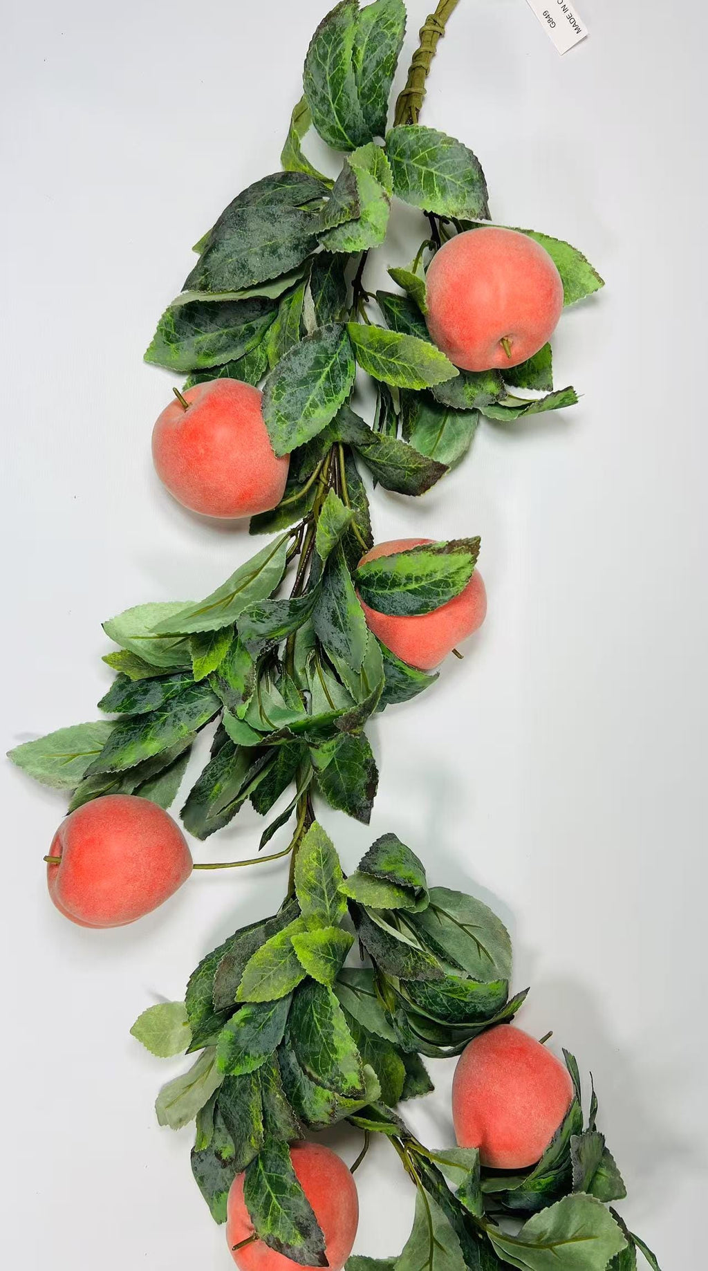 34” Faux Peach Garland with Leaves | Artificial Fruit Vine | Summer Kitchen Decor | Farmhouse Style