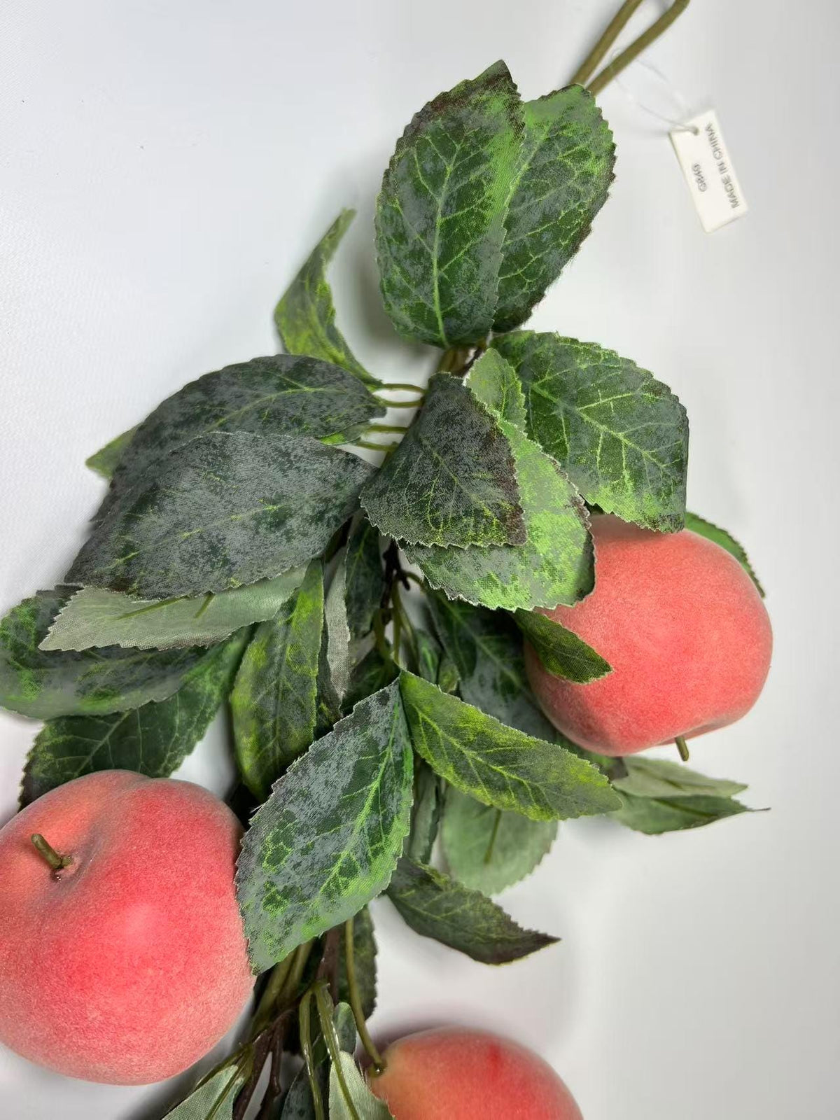 34” Faux Peach Garland with Leaves | Artificial Fruit Vine | Summer Kitchen Decor | Farmhouse Style