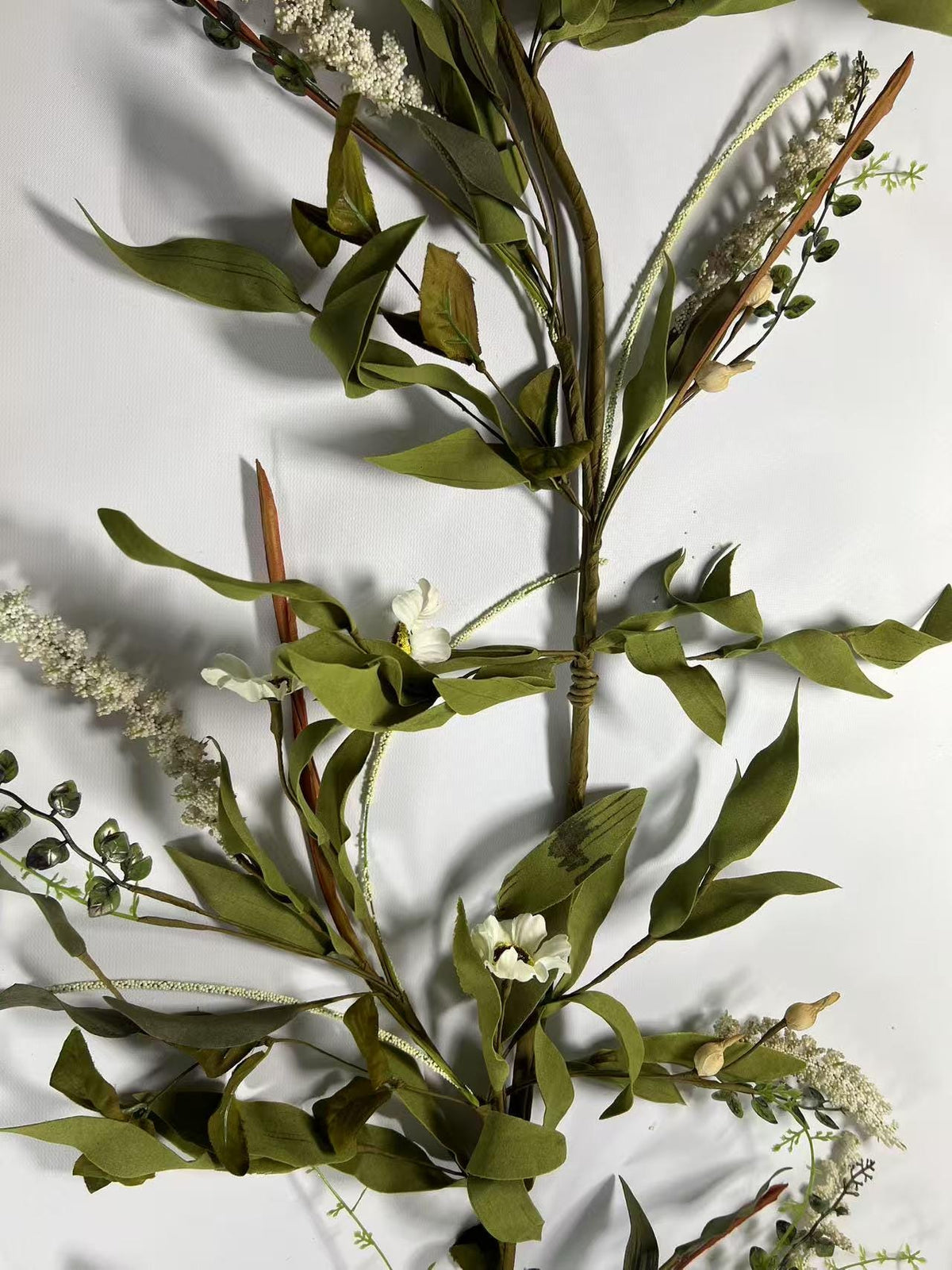 Artificial Greenery Garland – Faux Leaves & White Floral Vine for Wedding and Home Decor