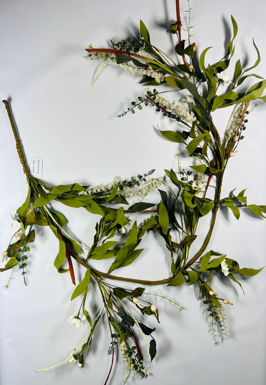Artificial Greenery Garland – Faux Leaves & White Floral Vine for Wedding and Home Decor