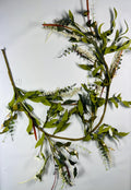 Artificial Greenery Garland – Faux Leaves & White Floral Vine for Wedding and Home Decor