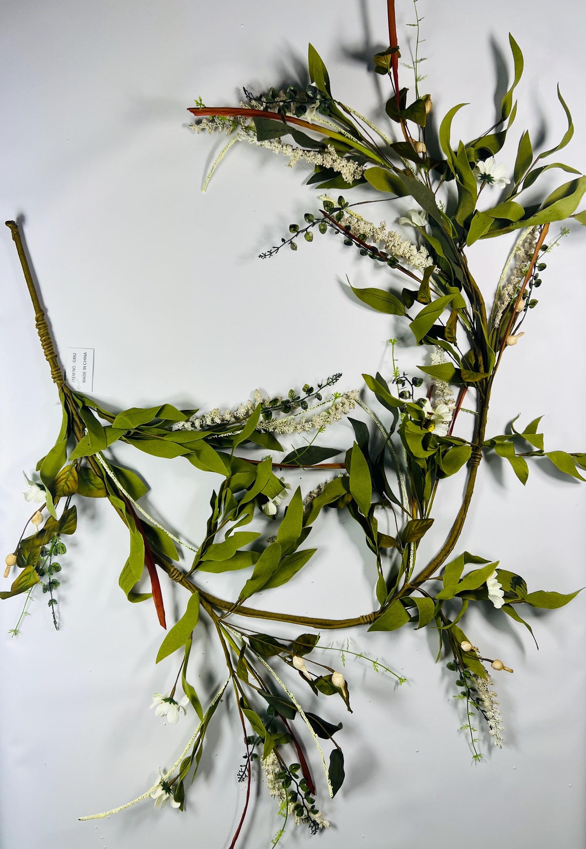 Artificial Greenery Garland – Faux Leaves & White Floral Vine for Wedding and Home Decor