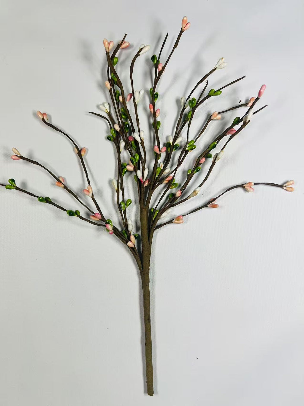 Spring Pip Berry Pick: Pink, Green & White Floral Branch (14")