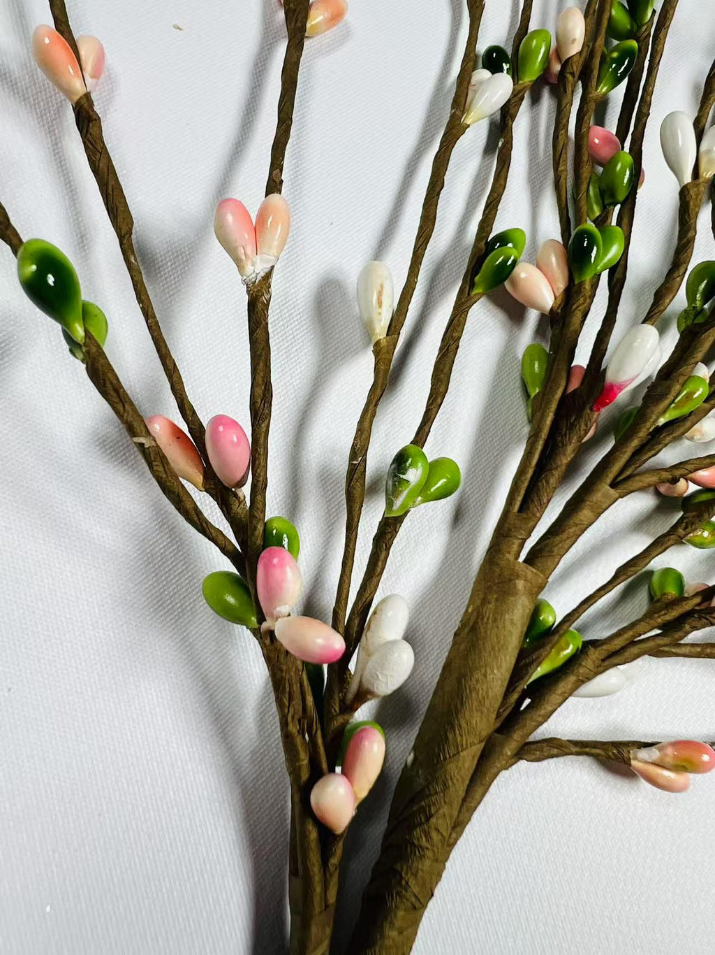 Spring Pip Berry Pick: Pink, Green & White Floral Branch (14")
