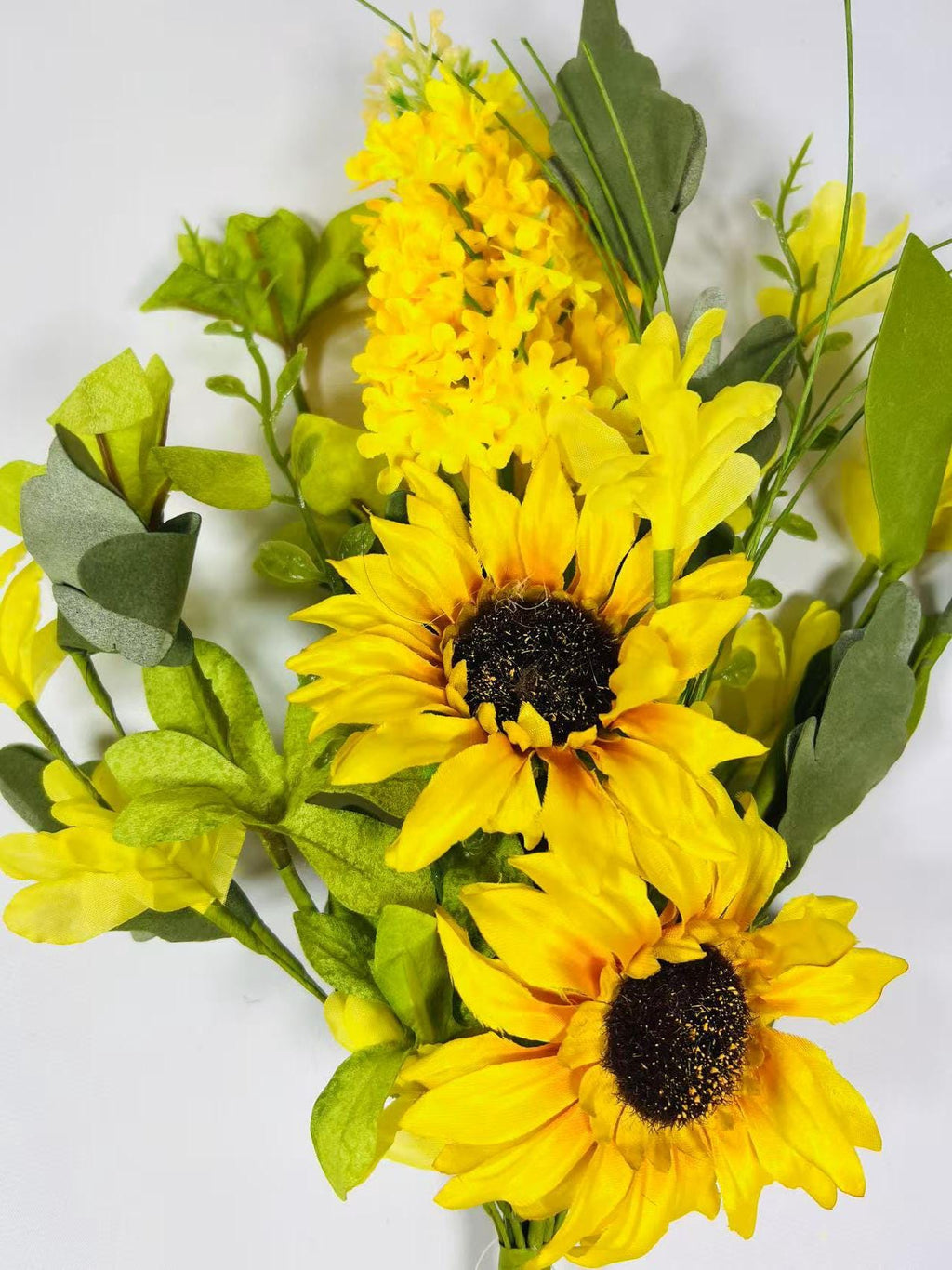 Rustic Sunflower and Yellow Floral Bouquet | 16” Artificial Farmhouse Spring Wildflower Pick