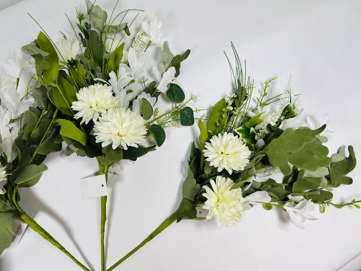 White Artificial Flower Bouquet 16” | Faux Daisy Pick | Rustic Farmhouse Wedding Floral Stem