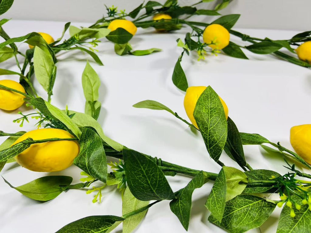 Artificial Lemon Garland 5ft | Summer Greenery Vine | Wedding Table Decor | Kitchen Party Decor