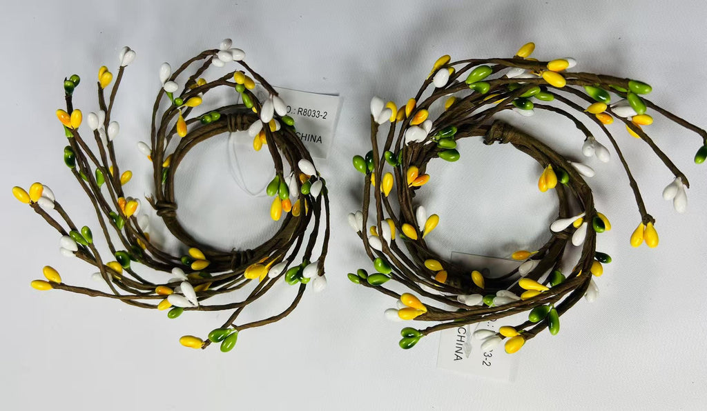 Mini Berry Candle Ring 2.5” | Spring Pip Berry Wreath | Farmhouse Tiered Tray Decor