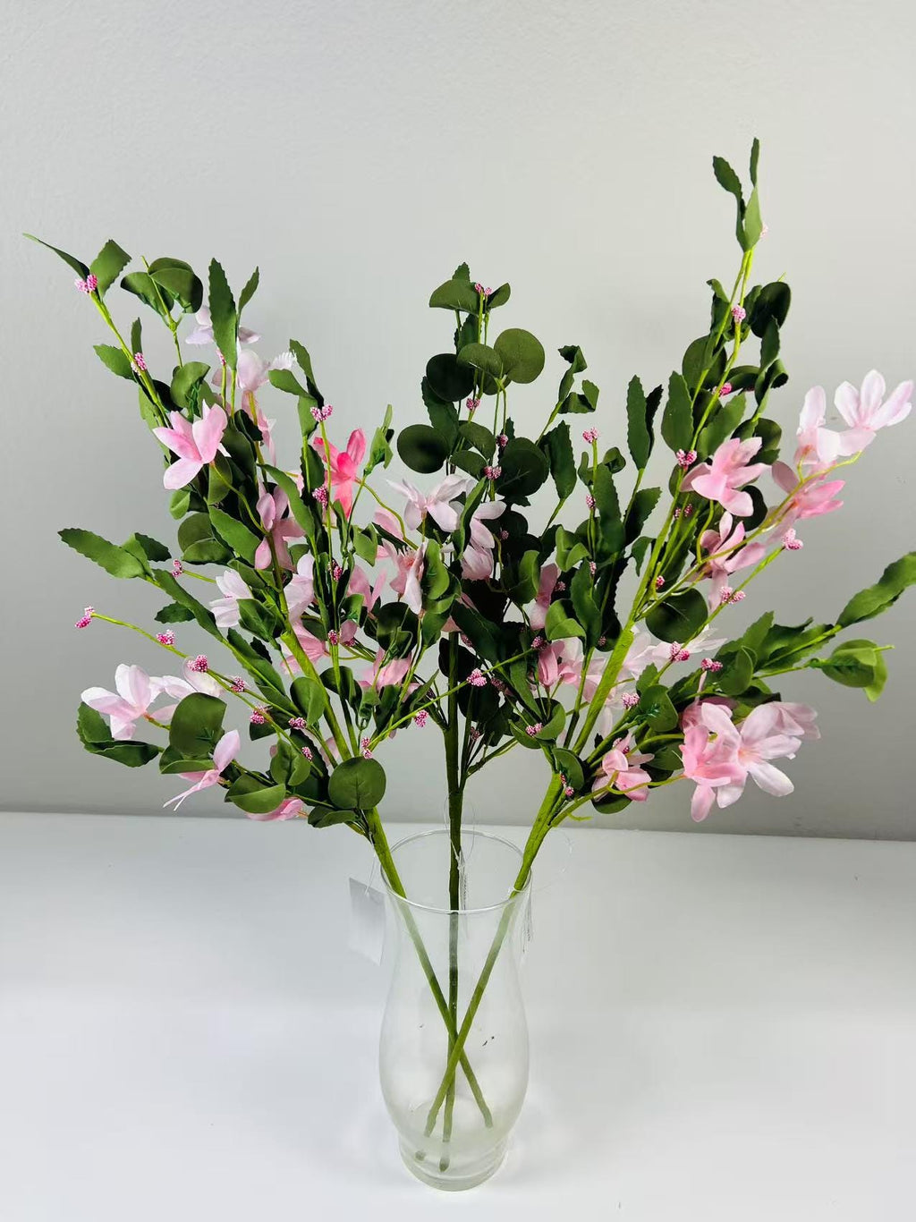 Pink Silk Flower Bouquet 24” | Faux Floral Stem | Spring Wedding Decor | Artificial Greenery