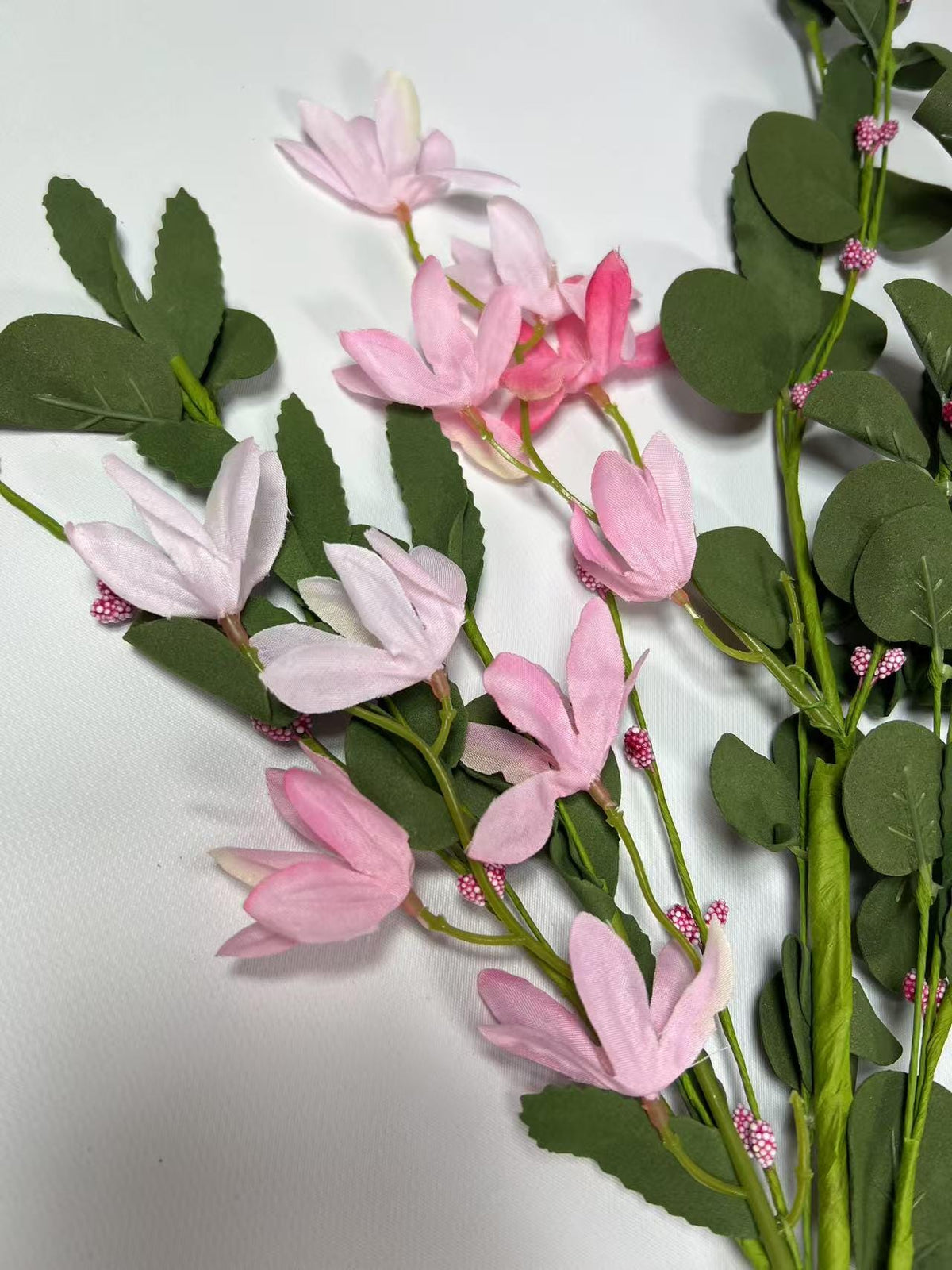 Pink Silk Flower Bouquet 24” | Faux Floral Stem | Spring Wedding Decor | Artificial Greenery