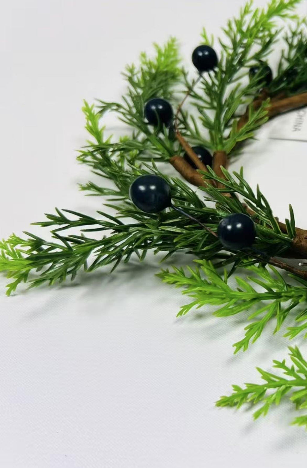 2.5” Touch Real Cedar Blueberry Candle Ring Wreath - Faux Mini Greenery Holiday Decor