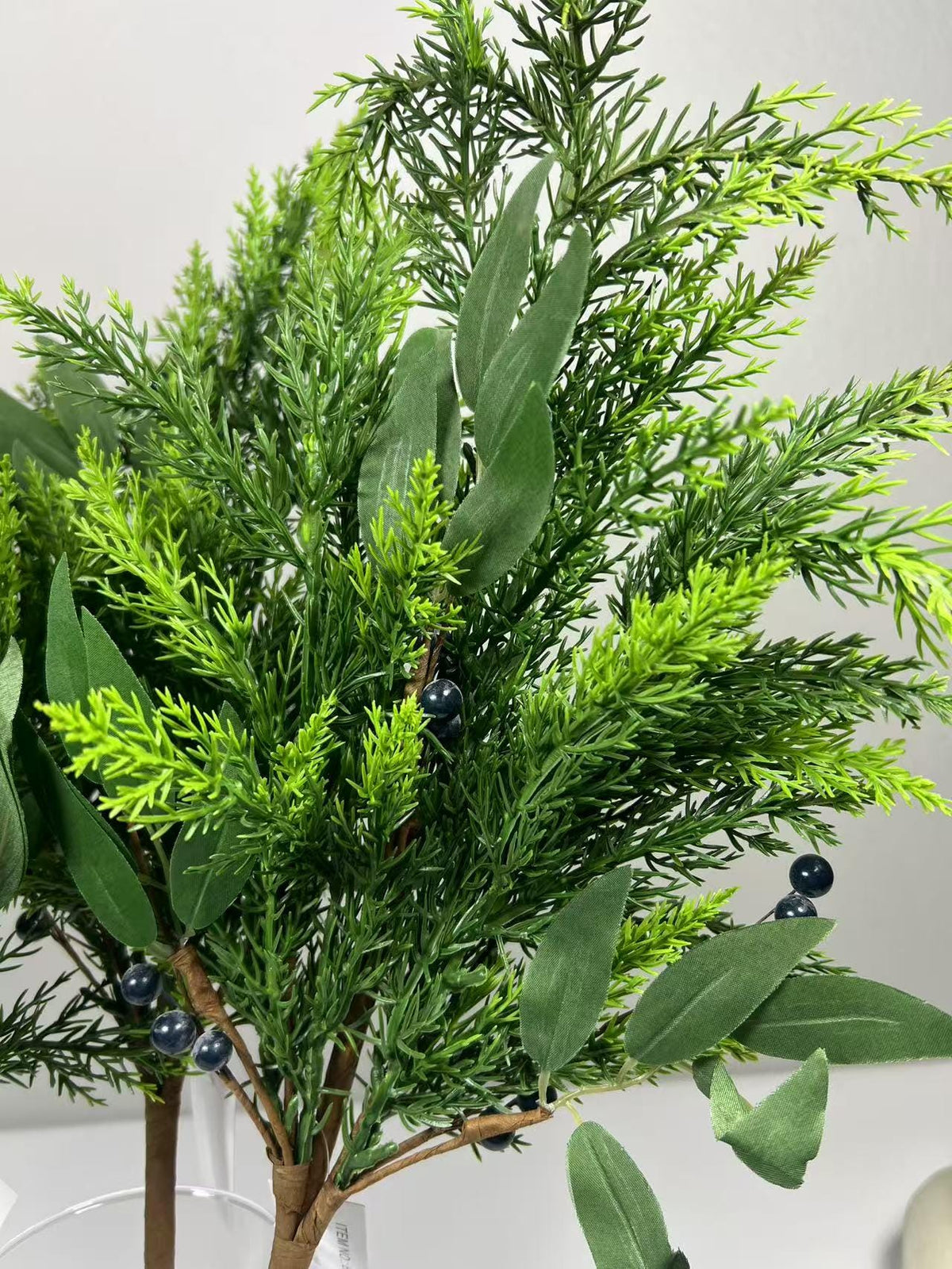Real Touch Cedar Pine Greenery Pick Faux Blueberry Stem Lifelike Holiday Farmhouse Rustic Decor