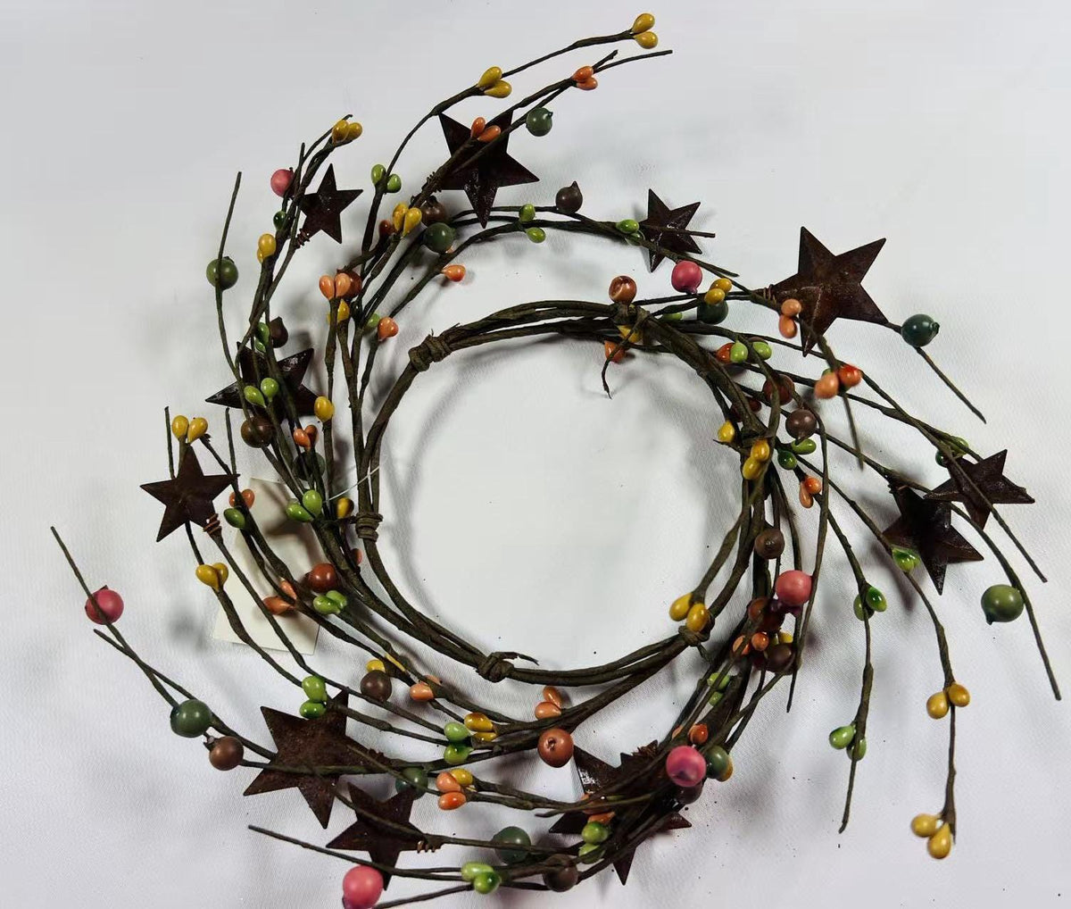 Rustic Pip Berry Star Wreath 4.5” – Farmhouse Mini Ring Candle Holder Decor