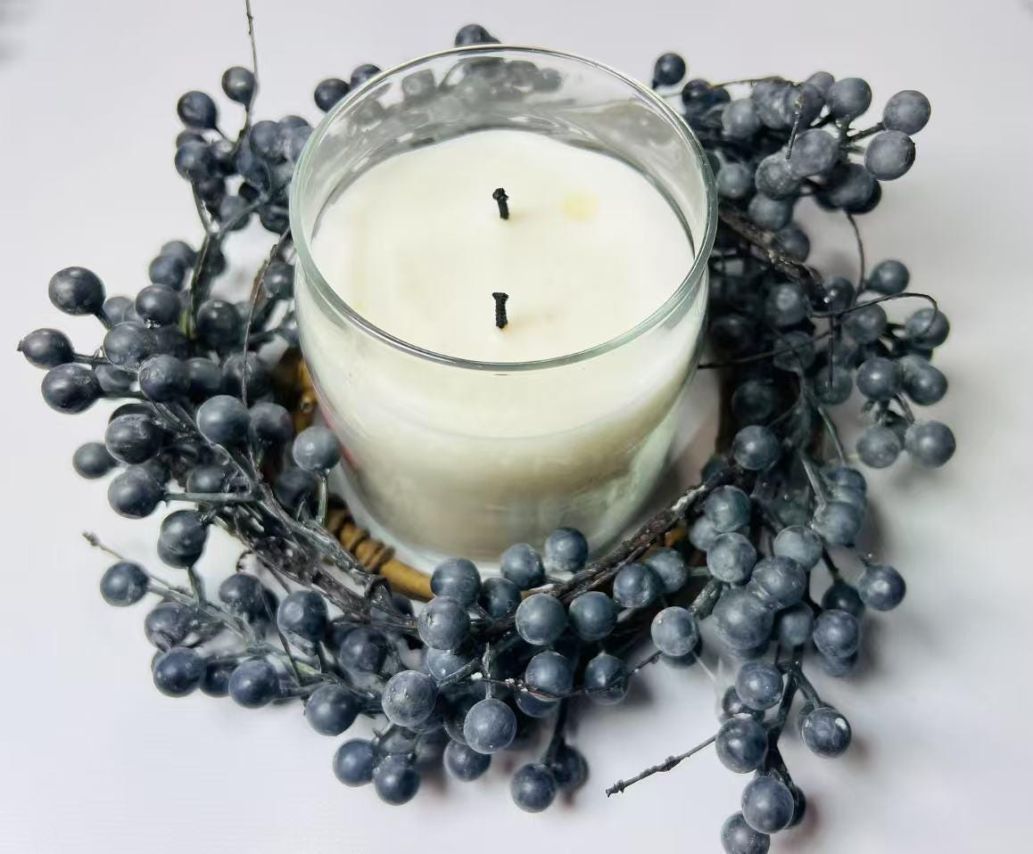 Blueberry Candle Ring: 4.5in Farmhouse Holiday Decor