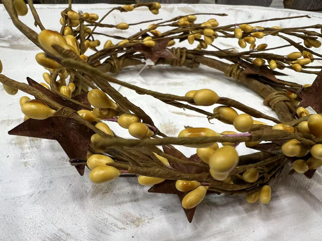 Mini Pip Berry Wreath 4.5” | Mustard  Fall Wreath | Primitive Country Decor | Rustic Accent Ring