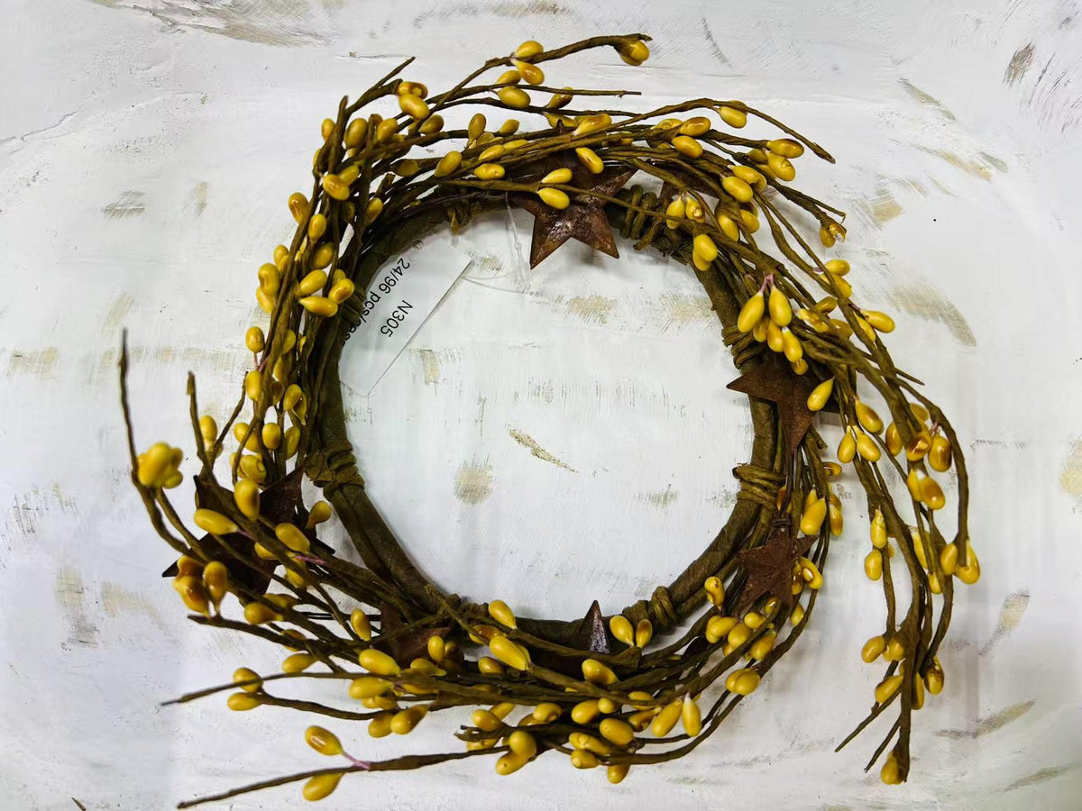 Mini Pip Berry Wreath 4.5” | Mustard  Fall Wreath | Primitive Country Decor | Rustic Accent Ring