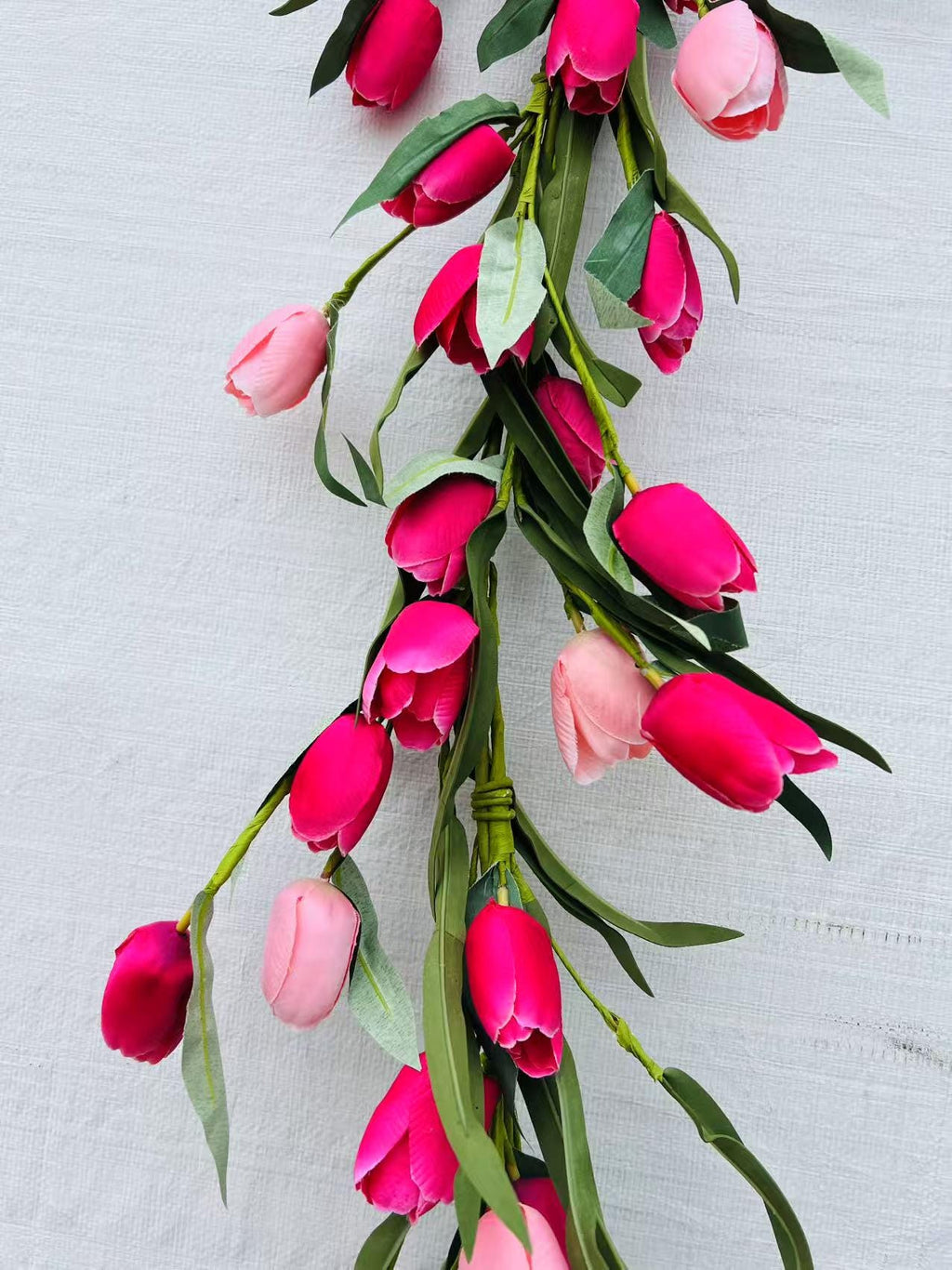 Tulip Garland 5ft Pink Red Spring Floral Decor Wedding Mother’s Day Romantic Flower Swag