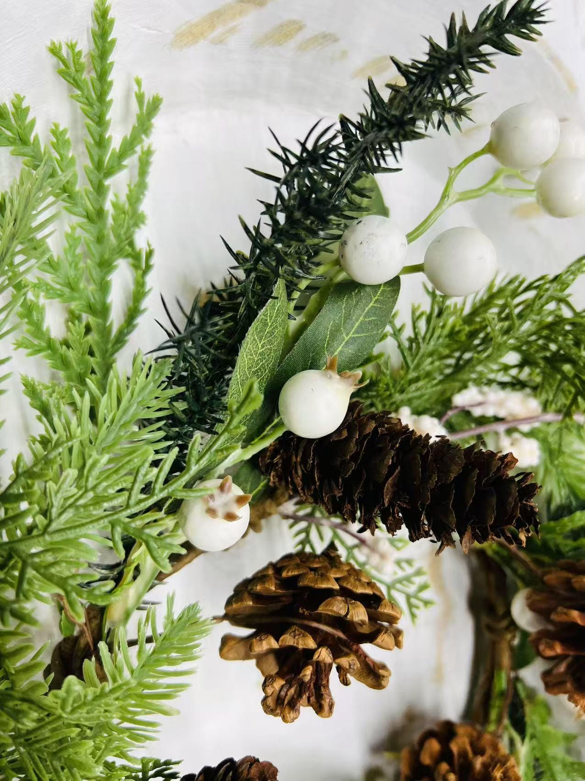Winter Pine Wreath 4.5” Mini Christmas Candle Ring Pinecone Berry Greenery Farmhouse Decor