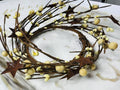 Cream Pip Berry Wreath: Rustic Metal Star Candle Ring - 4.5”