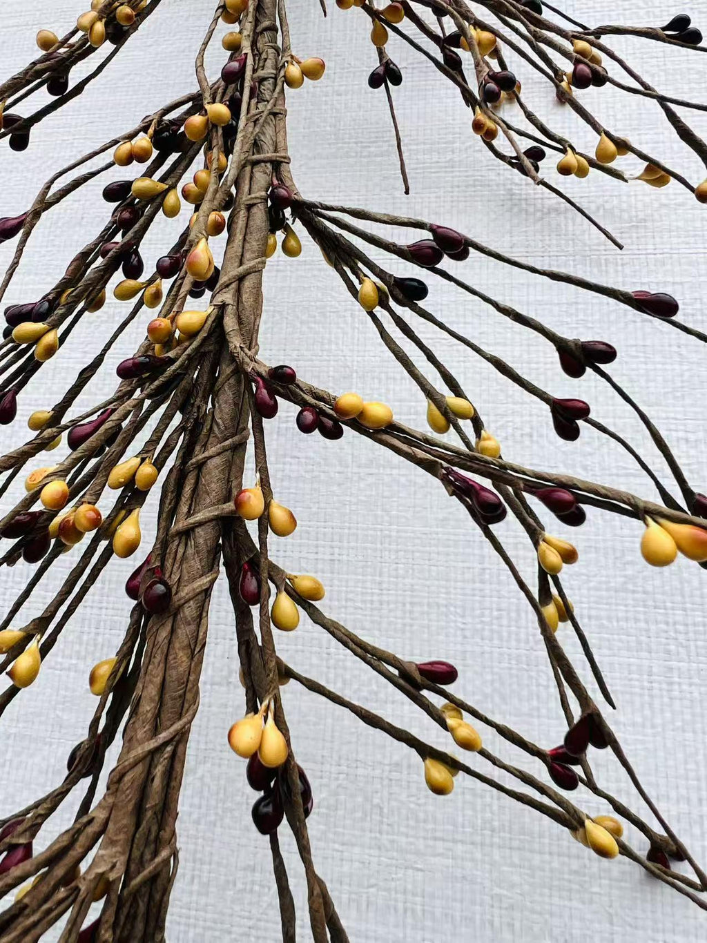 Burgundy Mustard Pip Berry Garland Fall Primitive Farmhouse Swag Rustic Wall Door Hanging Decor