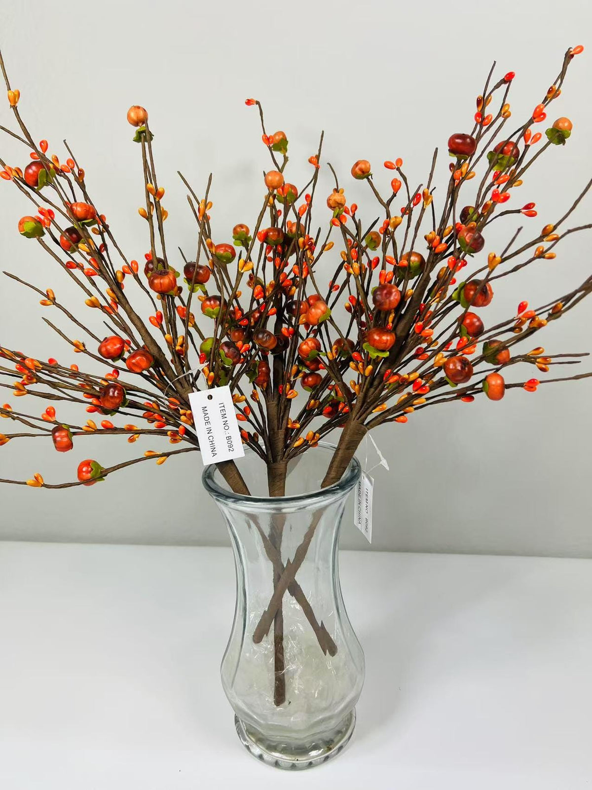 19 Inch Fall Pumpkin Berry Pick, Autumn Floral Stem, Thanksgiving Centerpiece, Rustic Farmhouse Decor