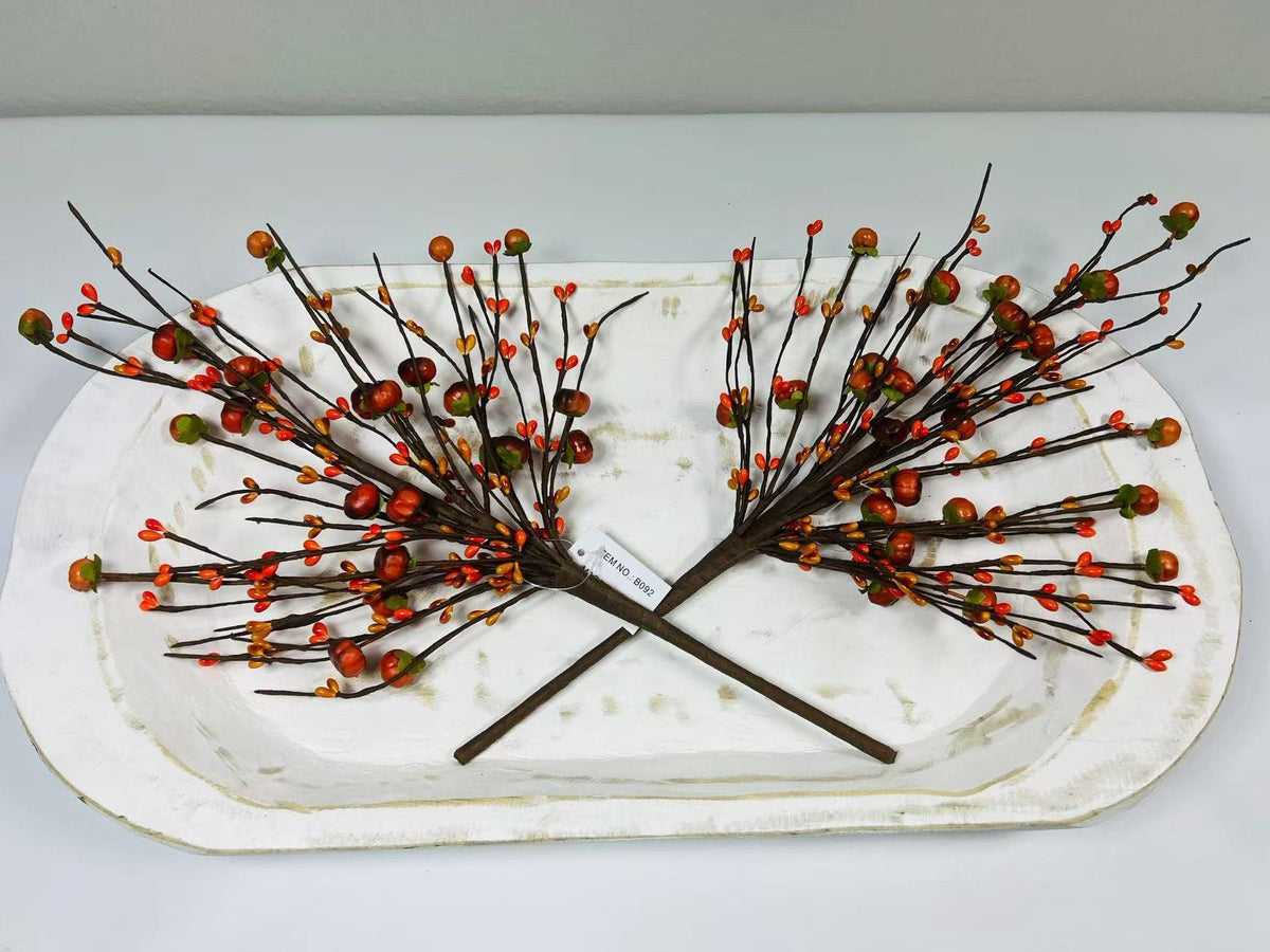 19 Inch Fall Pumpkin Berry Pick, Autumn Floral Stem, Thanksgiving Centerpiece, Rustic Farmhouse Decor