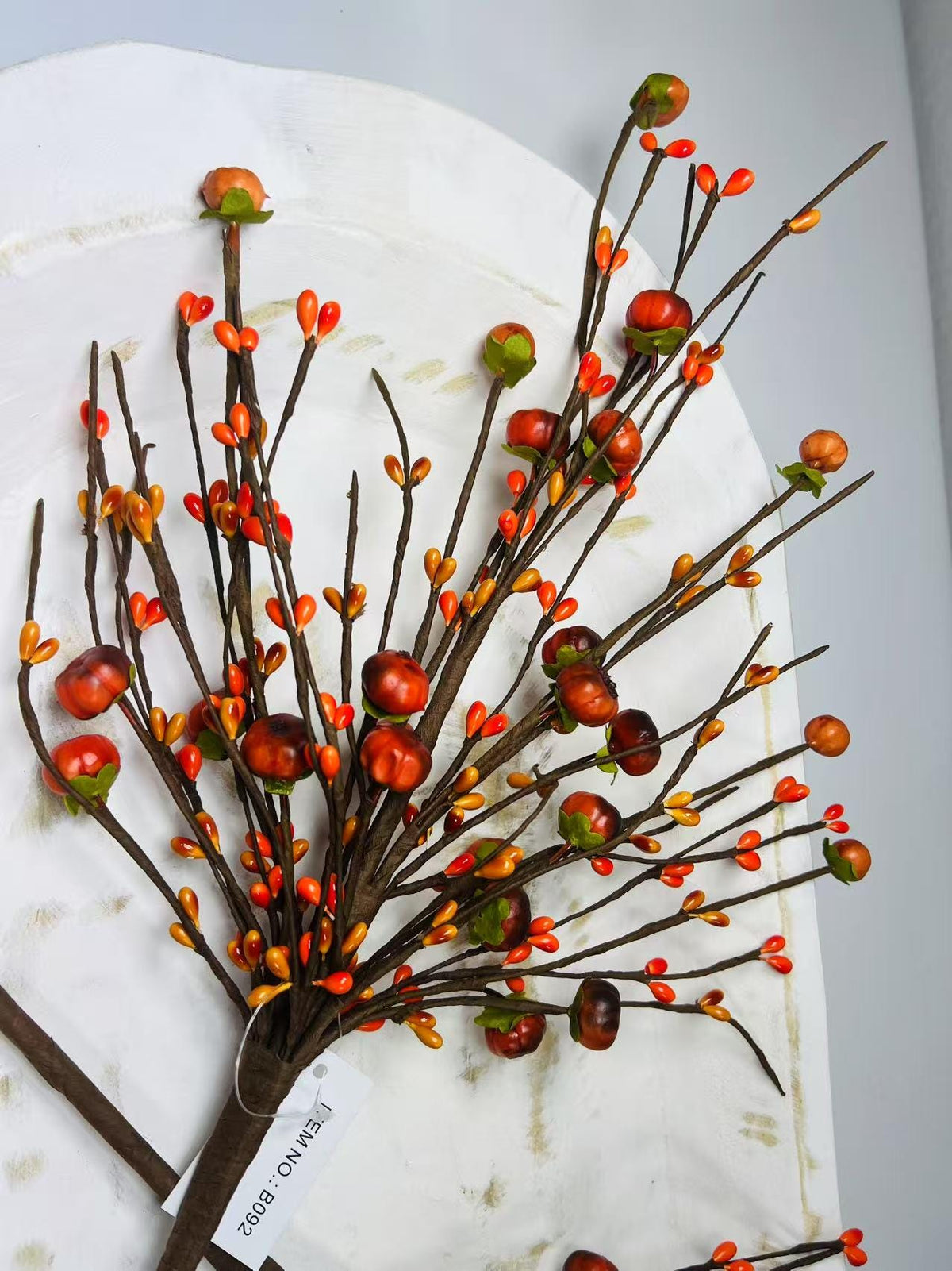 19 Inch Fall Pumpkin Berry Pick, Autumn Floral Stem, Thanksgiving Centerpiece, Rustic Farmhouse Decor