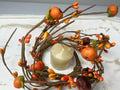 Mini Fall Berry Candle Ring: Rustic Orange Pip Berry Wreath