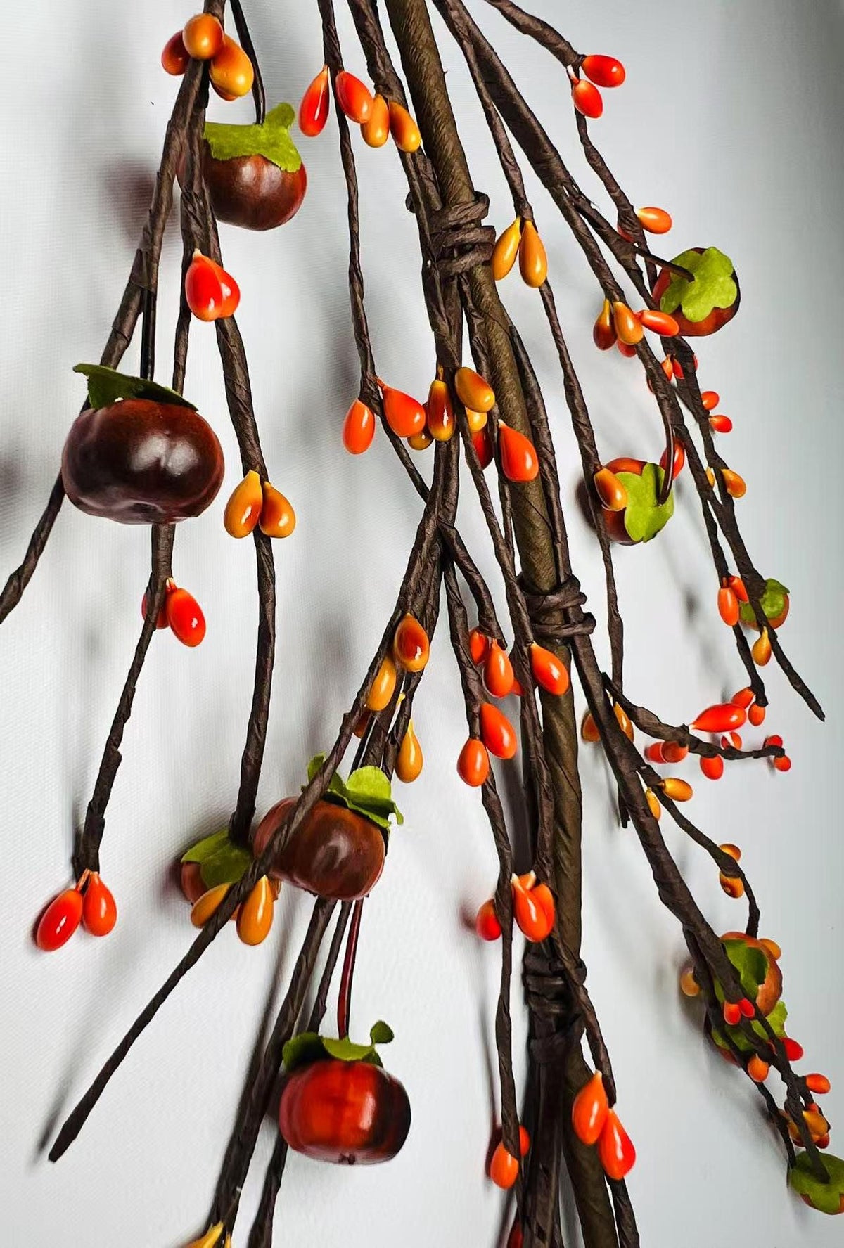 5ft Fall Pumpkin Garland, Artificial Pip Berry Garland, Autumn Thanksgiving Decor, Rustic Farmhouse