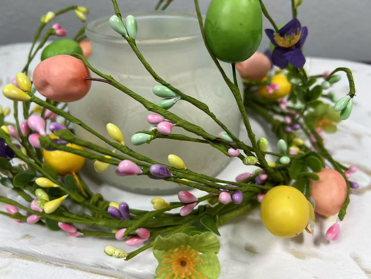 Easter Egg Wreath: 6.5” Spring Floral Table or Wall Decor