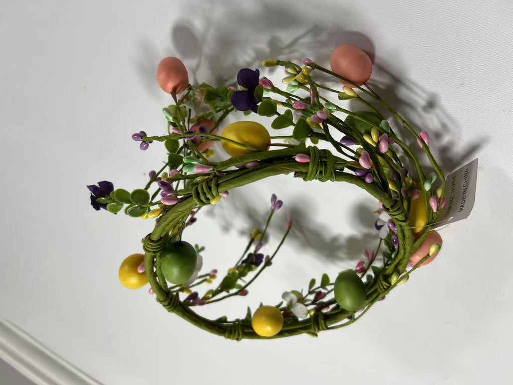 Easter Egg Wreath: 6.5” Spring Floral Table or Wall Decor