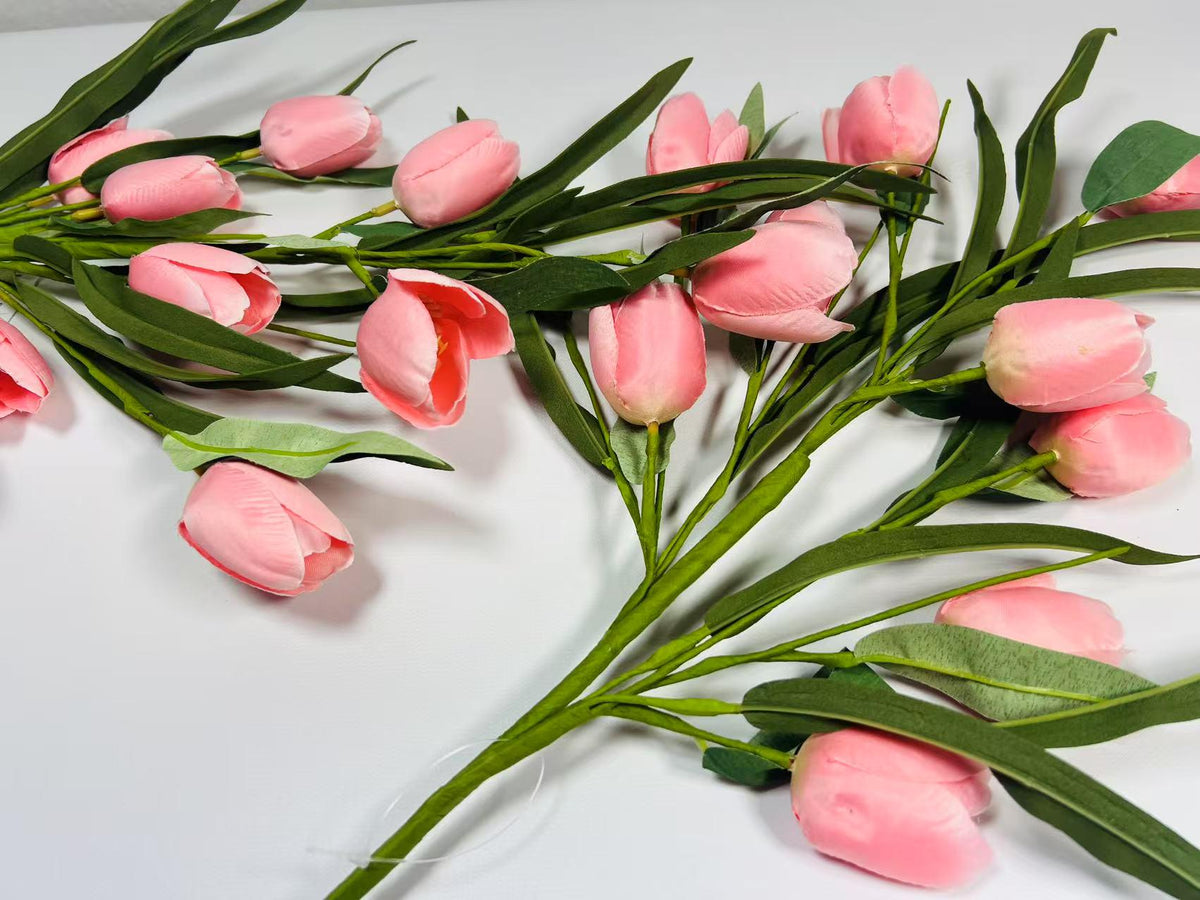 Pink Silk Tulip Bouquet: 24 Inch Spring Wedding Arrangement