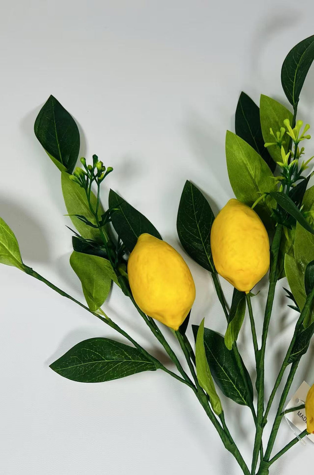 Artificial Lemon Branch: 18 Inch Faux Lemon Stem, Farmhouse Decor