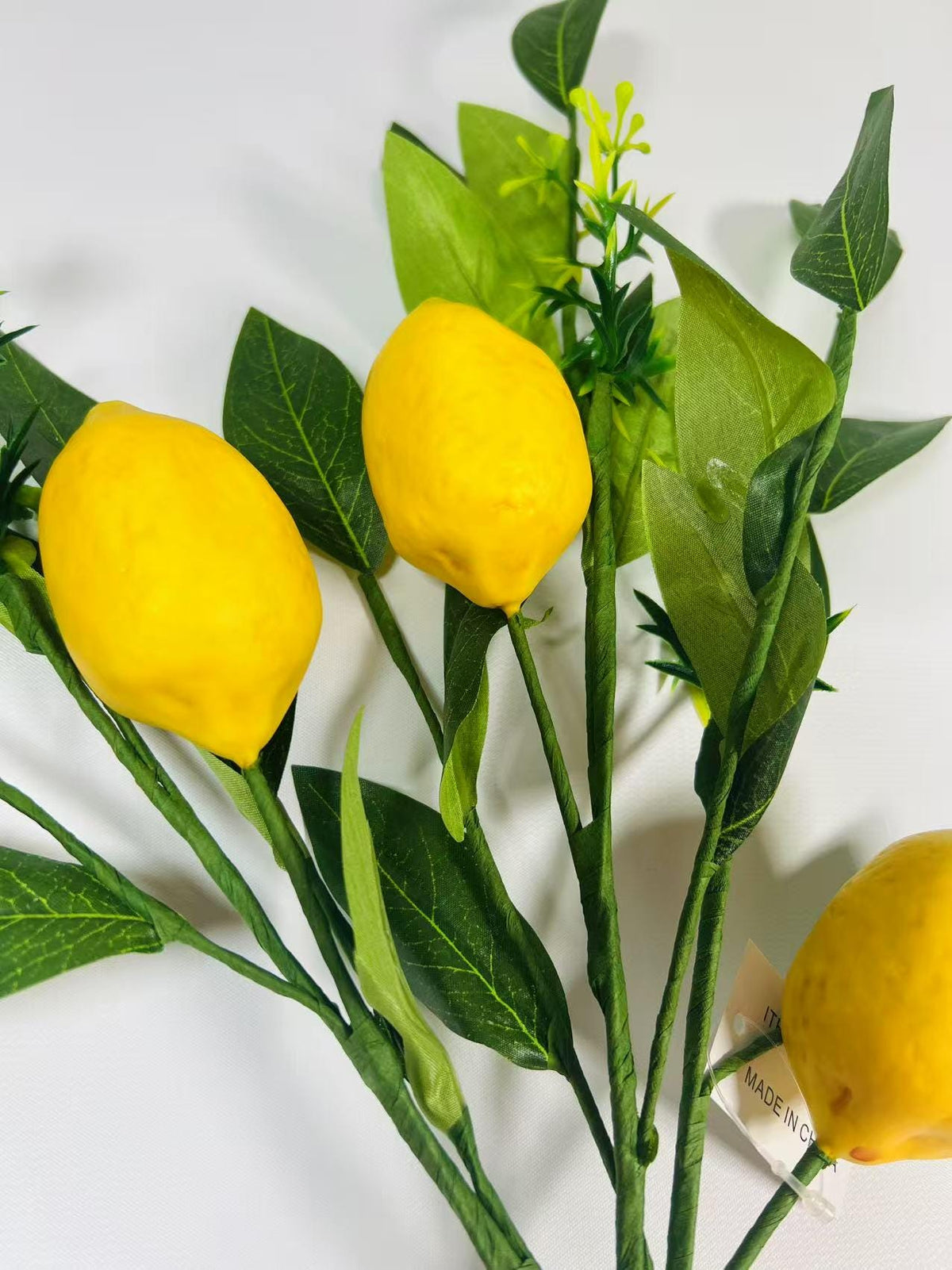 Artificial Lemon Branch: 18 Inch Faux Lemon Stem, Farmhouse Decor