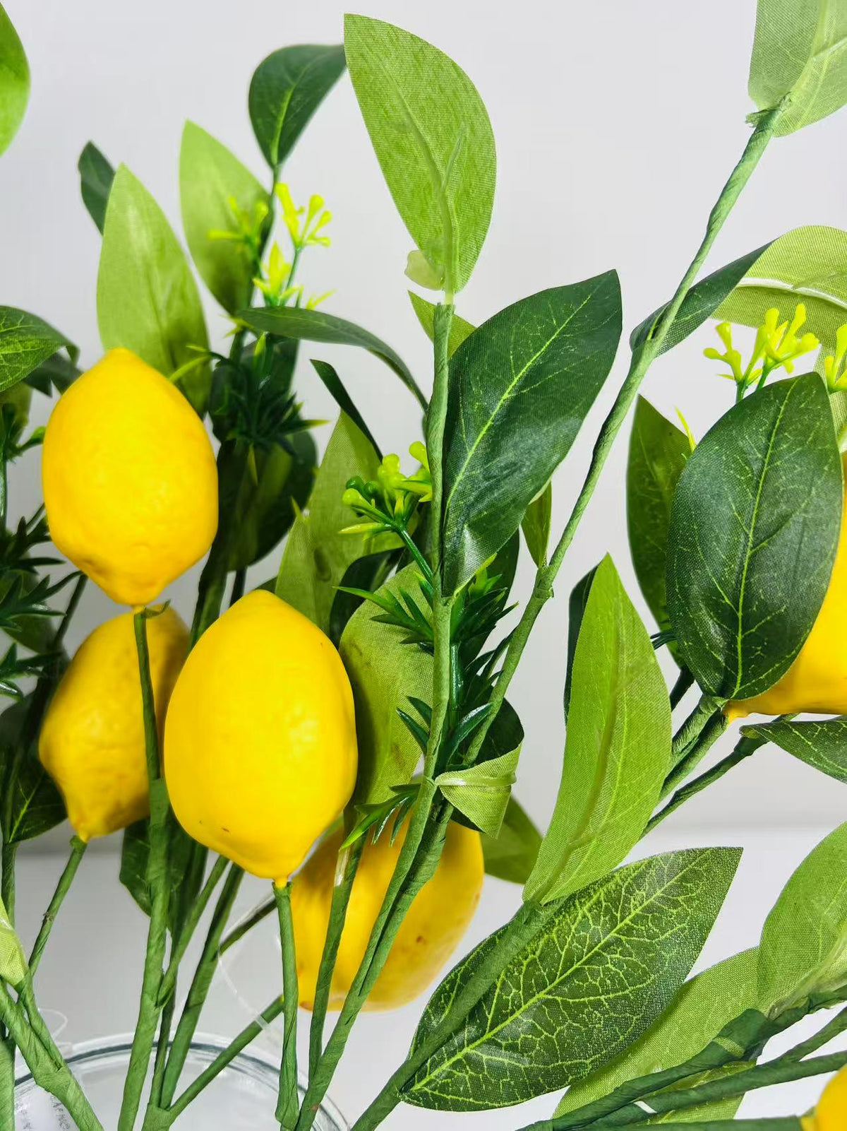 Artificial Lemon Branch: 18 Inch Faux Lemon Stem, Farmhouse Decor