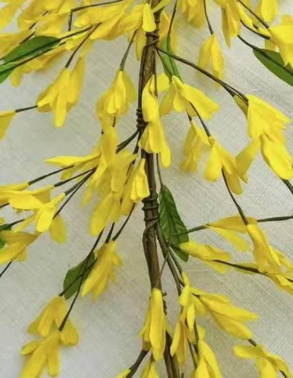 5ft Yellow Silk Forsythia Garland - Spring Floral Vine for Home Wedding Decor