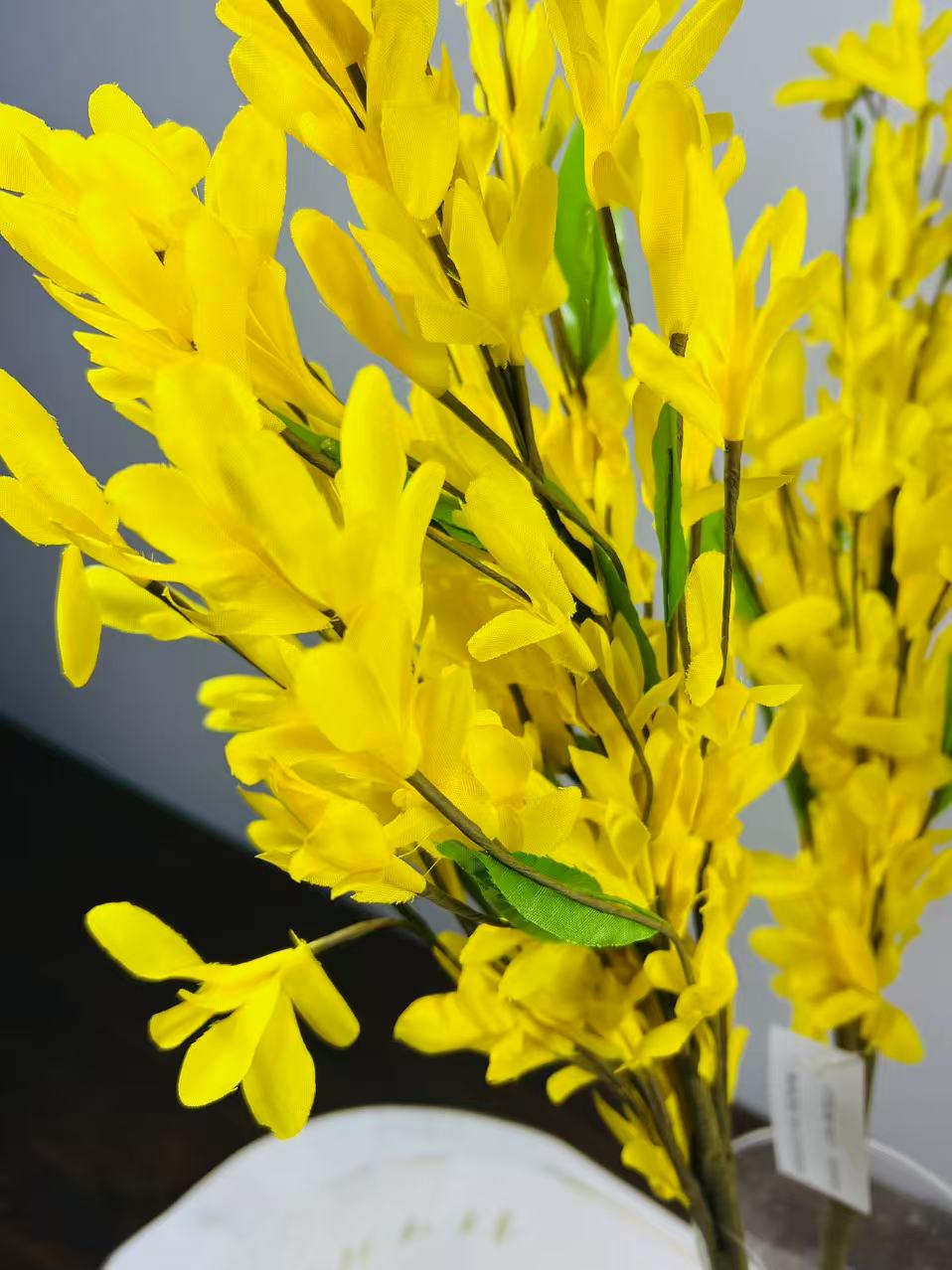 Silk  Forsythia Stem 22” Yellow Artificial Spring Branch Easter Floral Arrangement Decor