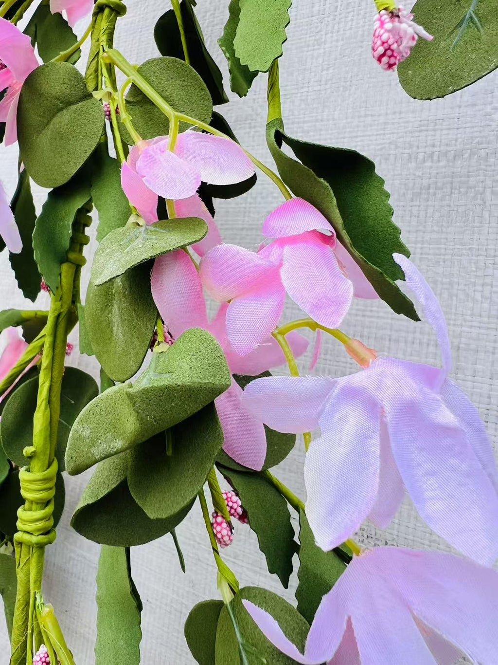 Artificial Pink Flower Garland 5ft – Hanging Vine for Spring Wedding, Nursery or Home Decor