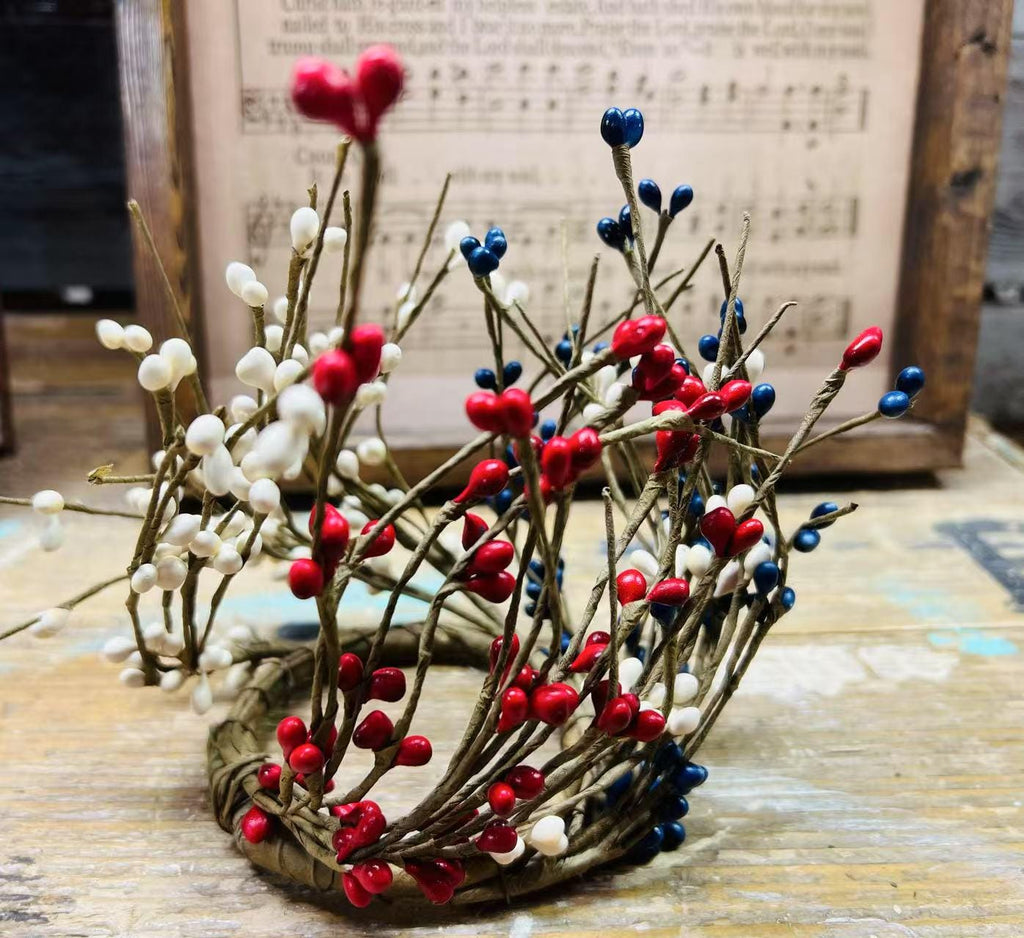 Pip Berry Candle Ring: 2.5" Patriotic Farmhouse Decor